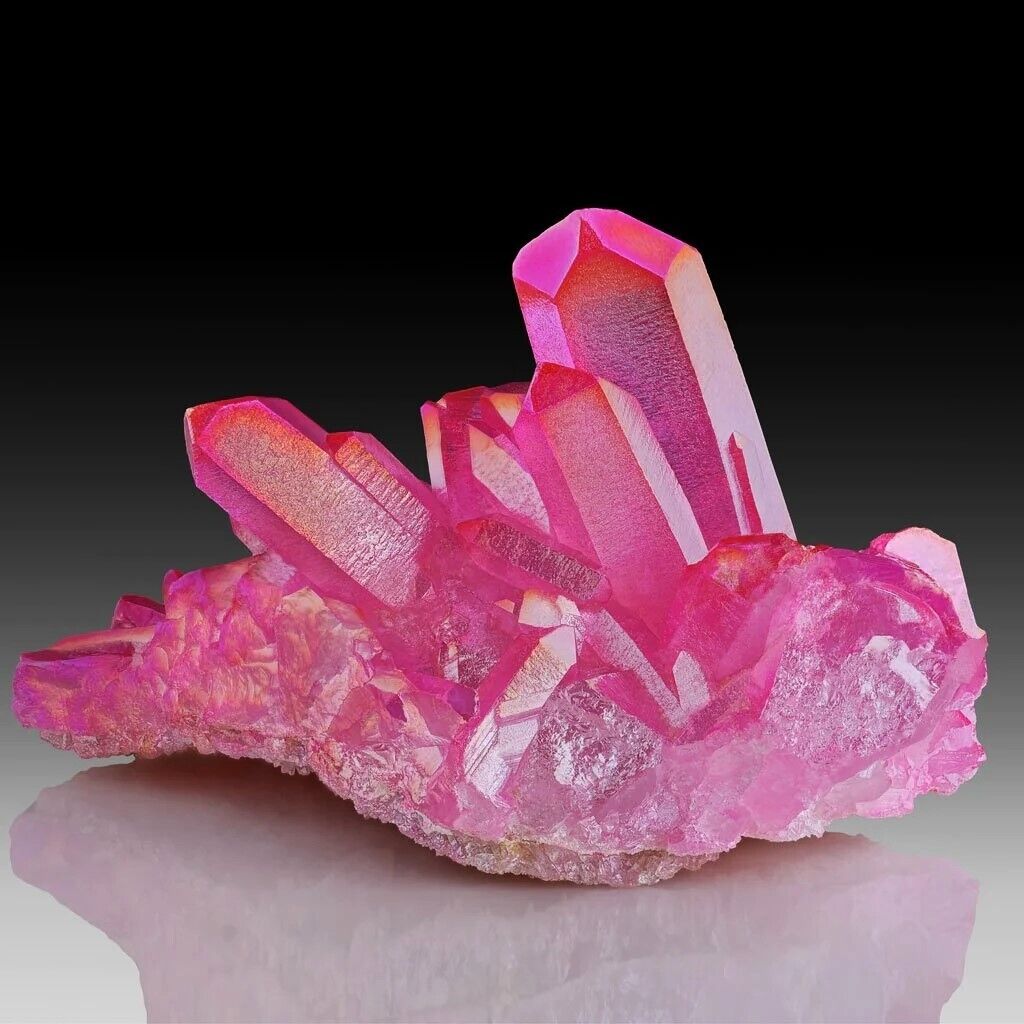 80-100g Titanium Aura Angel Hot Pink Crystal Healing Cluster Geode Rocks Gifts