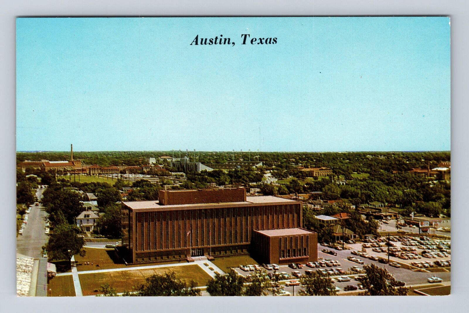 Austin TX-Texas, Aerial Of Town Area, Antique, Vintage Souvenir Postcard