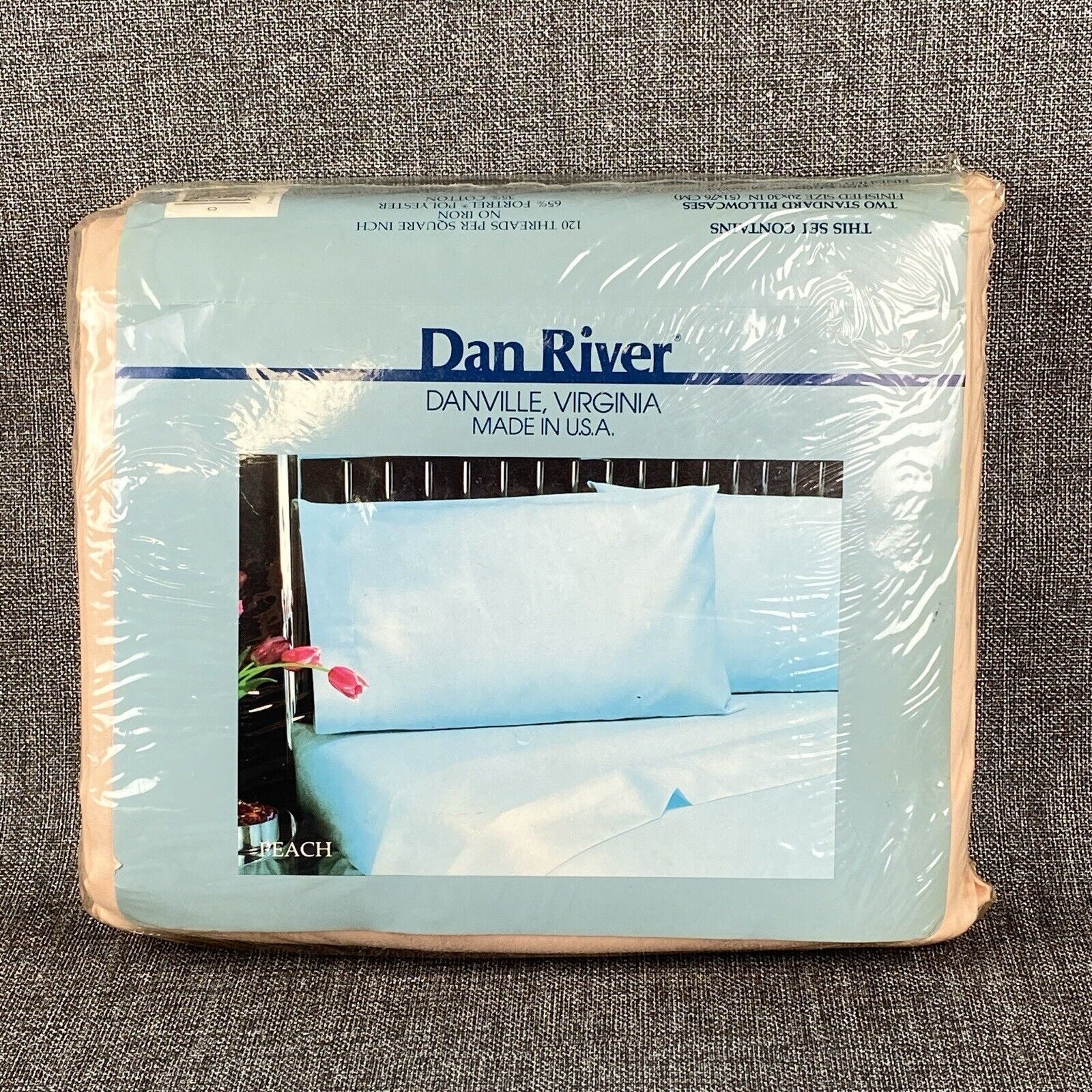 Vintage DAN RIVER Queen Size Sheet Set Pink 2 Pillows, Flat Sheet , Fitted Sheet