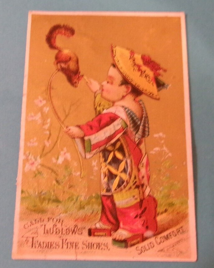 ANTIQUE VICTORIAN TRADE CARD ADVERTISING COLORFUL LADIES SHOES WISCONSIN