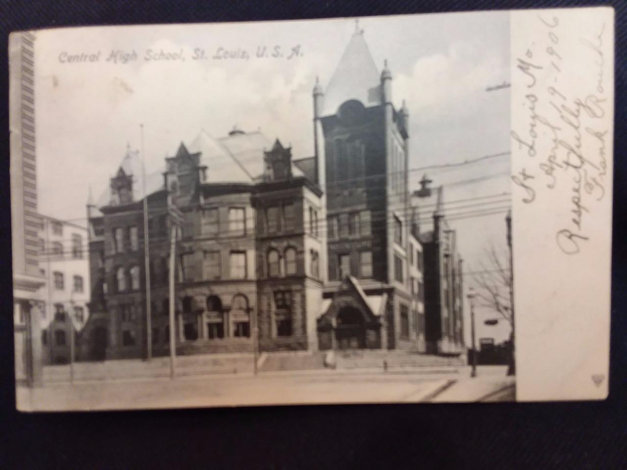 St Louis Missouri Central High School 1906Postcard Mailed Undivided Back