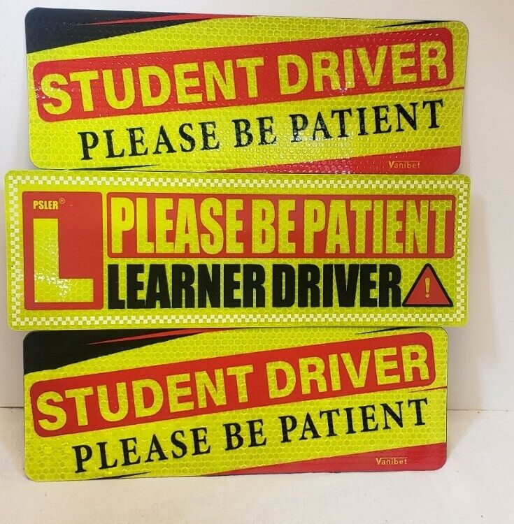 Student Driver Magnet Lot  Reflective  3 pc Car Please Be Patient Learner  PSLER