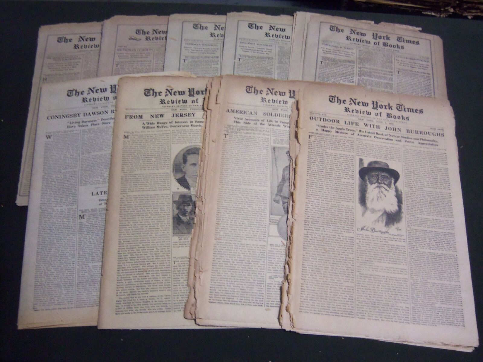 1913-1919 NEW YORK TIMES REVIEW OF BOOK SECTIONS LOT OF 14 DIFFERENT - NP 2689