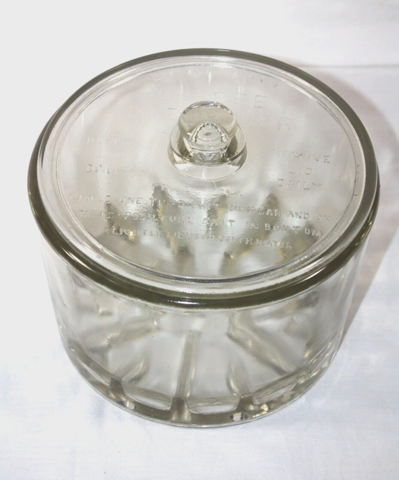 Vintage 1930s Sanitary Cheese Preserver Heavy Glass Container