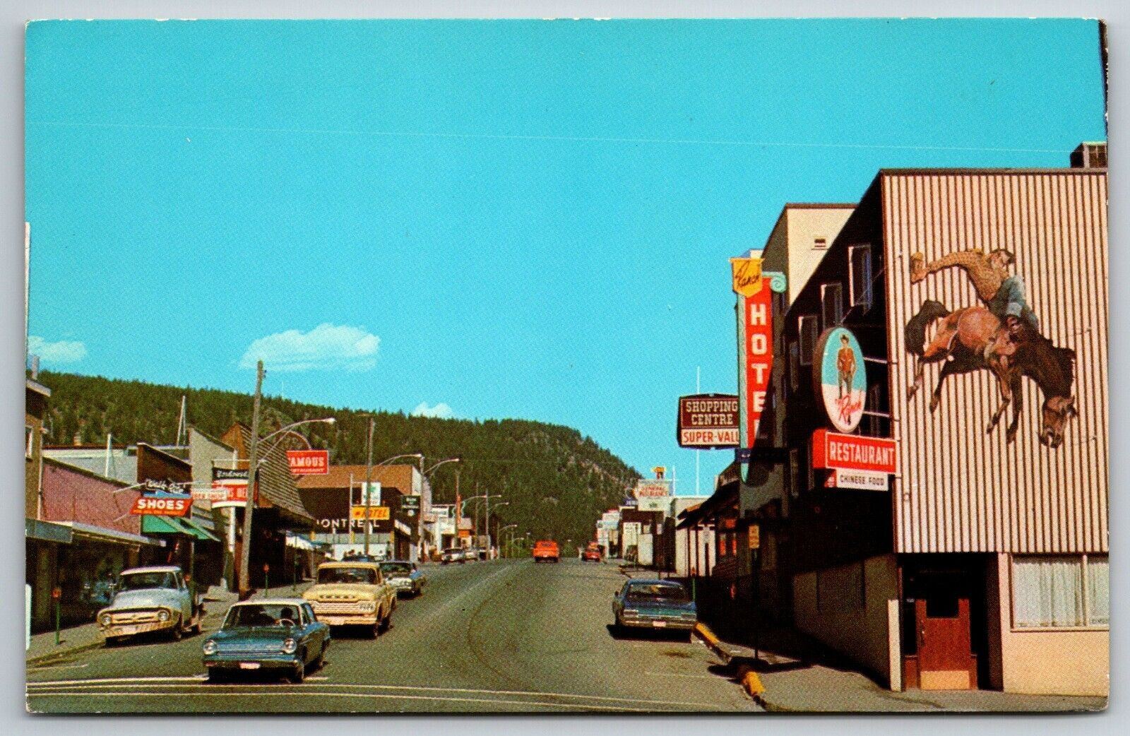 c 1960s Oliver Main Street Williams Lake BC Canada Old Cars Shops Unp Postcard
