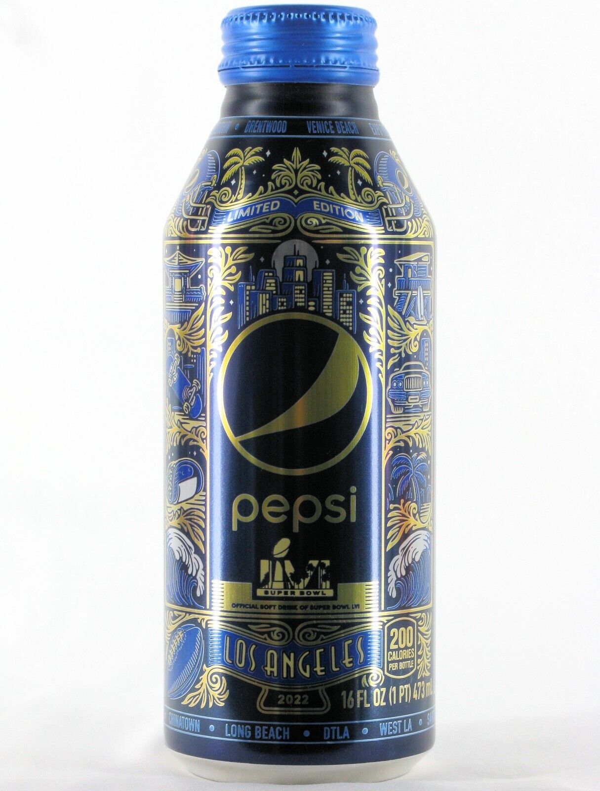 Pepsi Limited Edition Los Angeles 2022 Super Bowl LVI Aluminum Bottle Can Full