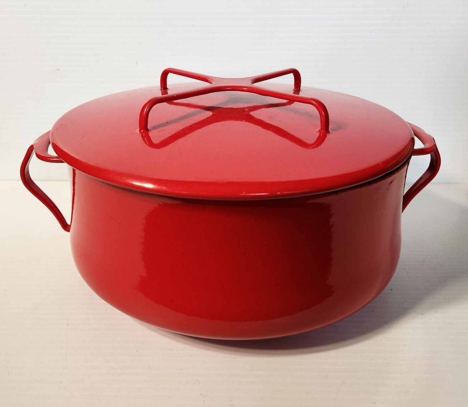 Vintage Dansk Kobenstyle France Red Enamelware Pot & Lid
