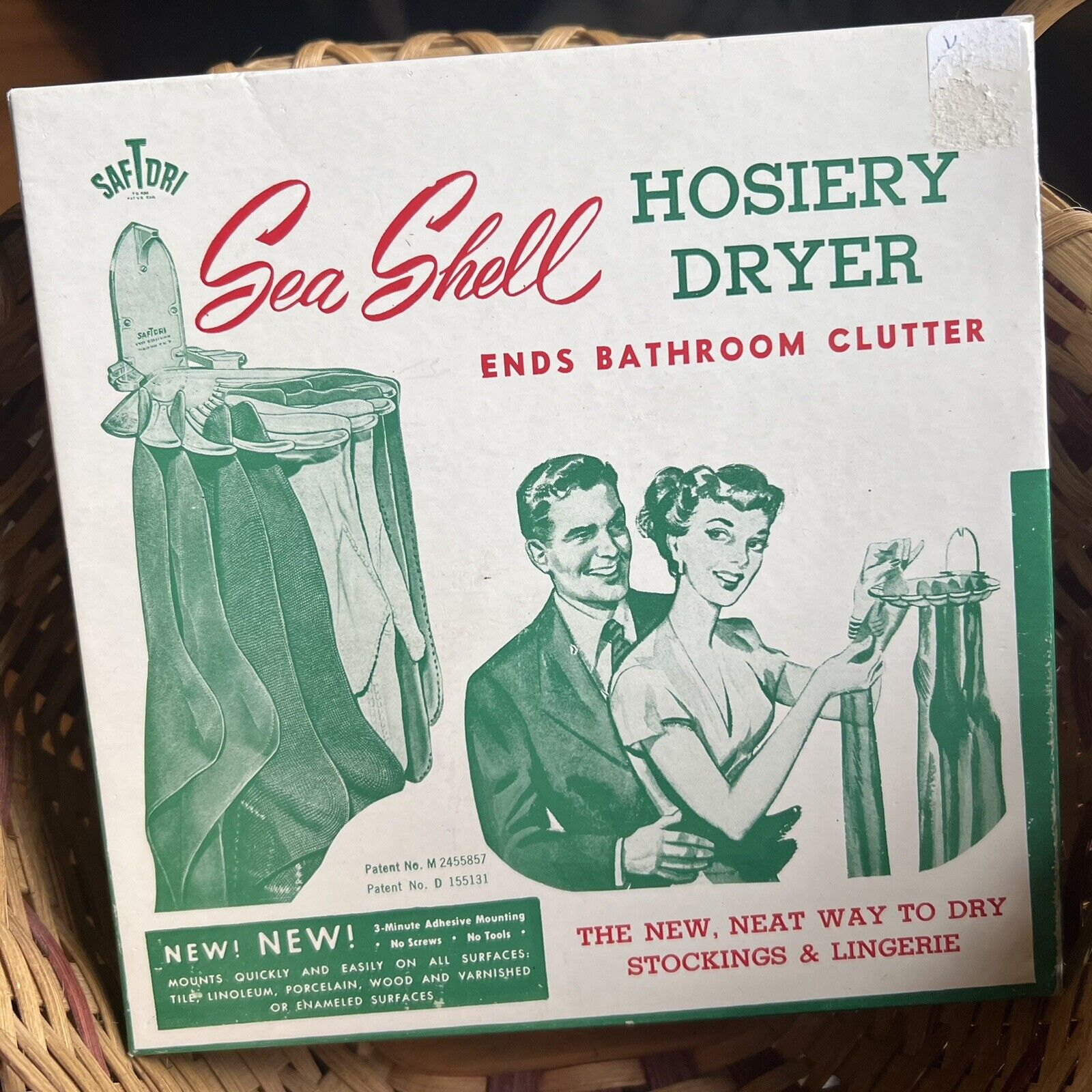 SafTdri Clear Seashell Hosiery Dryer Original Box & Paperwork Vintage NOS