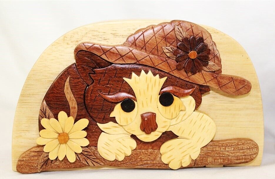 CARVER DAN\'S HANDCRAFTED WOODEN PUZZLES TRINKET JEWELRY BOX