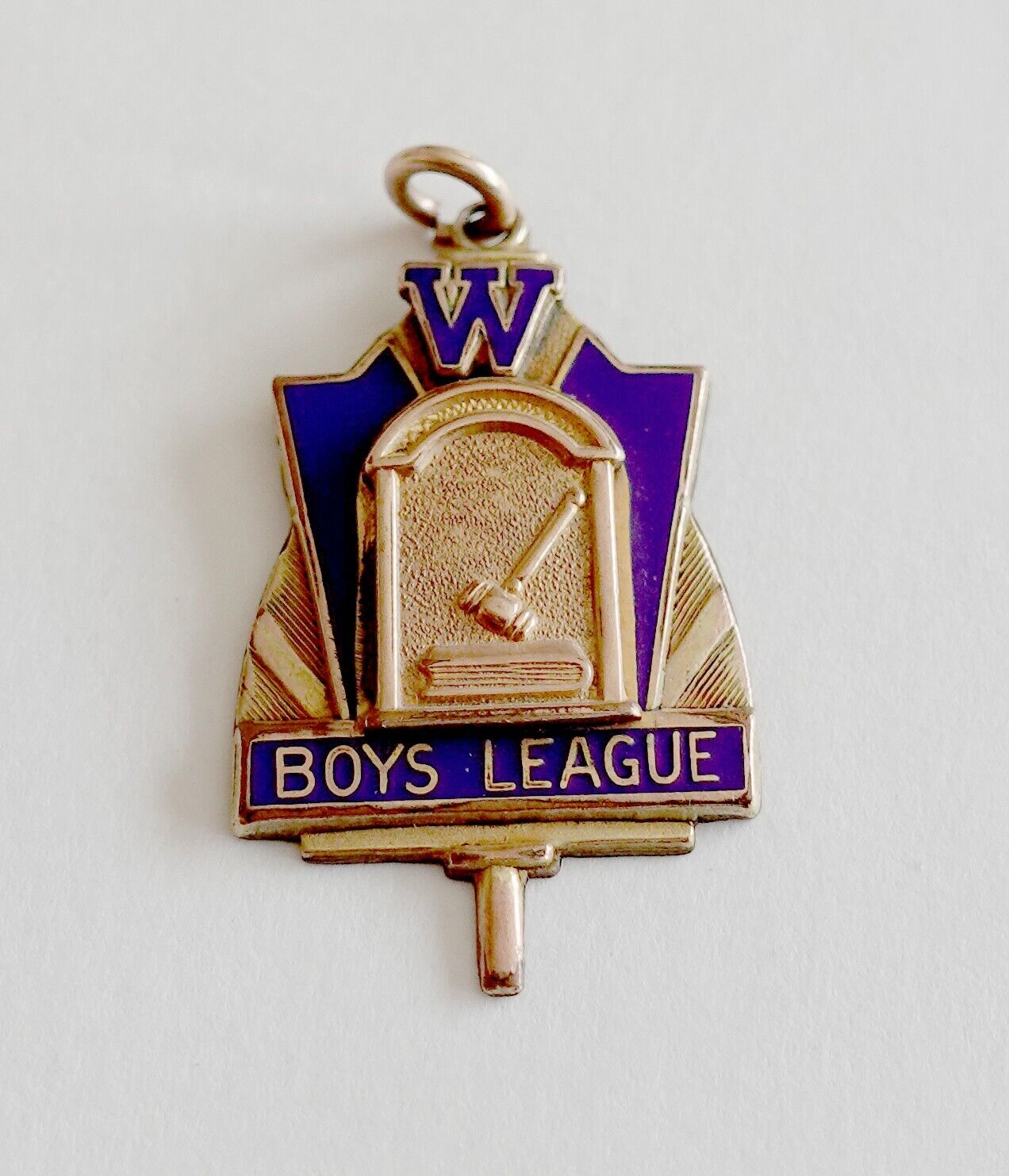 Vintage Boys League Award Charm W President School Academic Gold Filled Medal