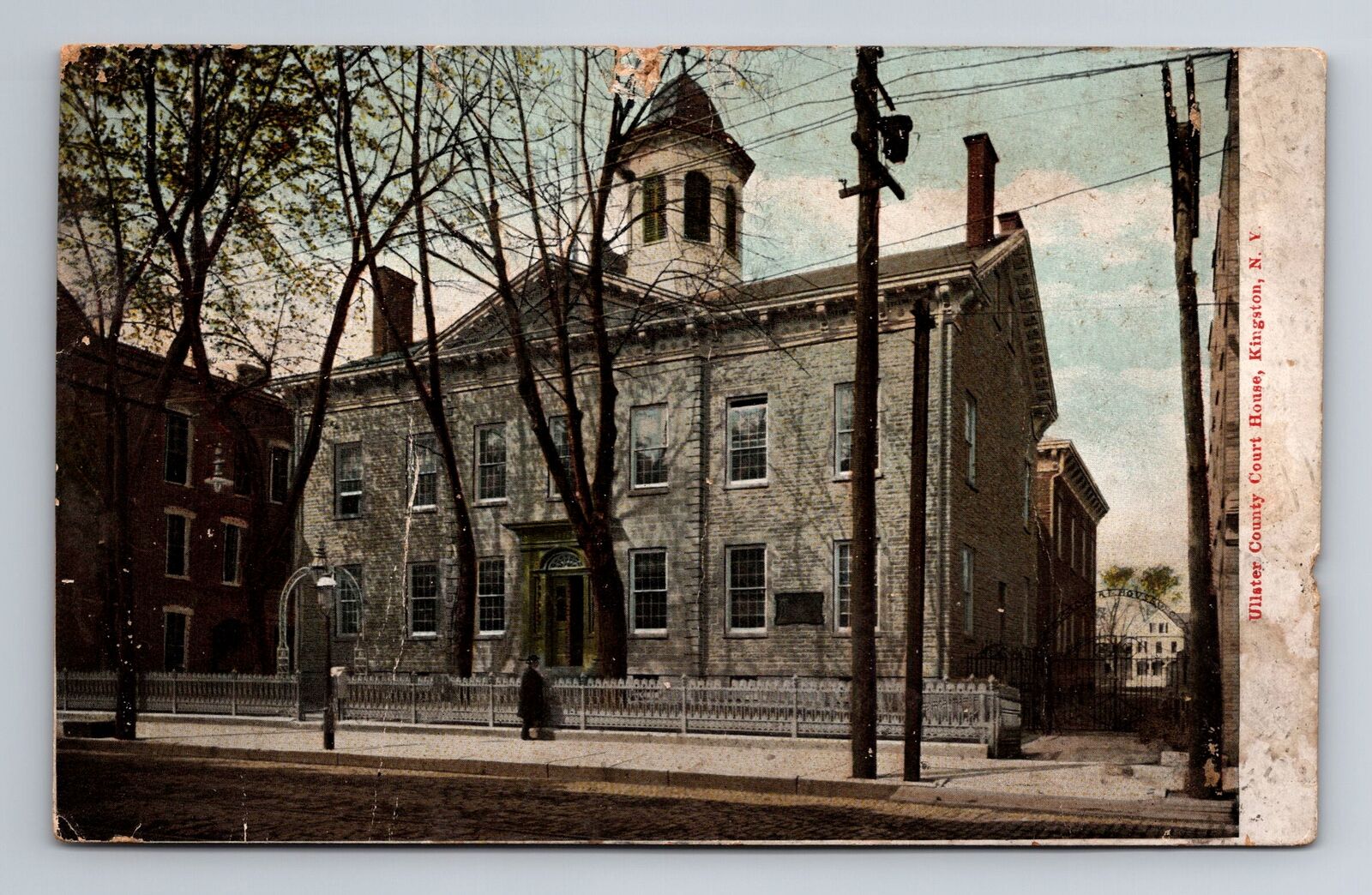 Kingston NY-New York, Ulster County Court House, Antique Vintage Postcard