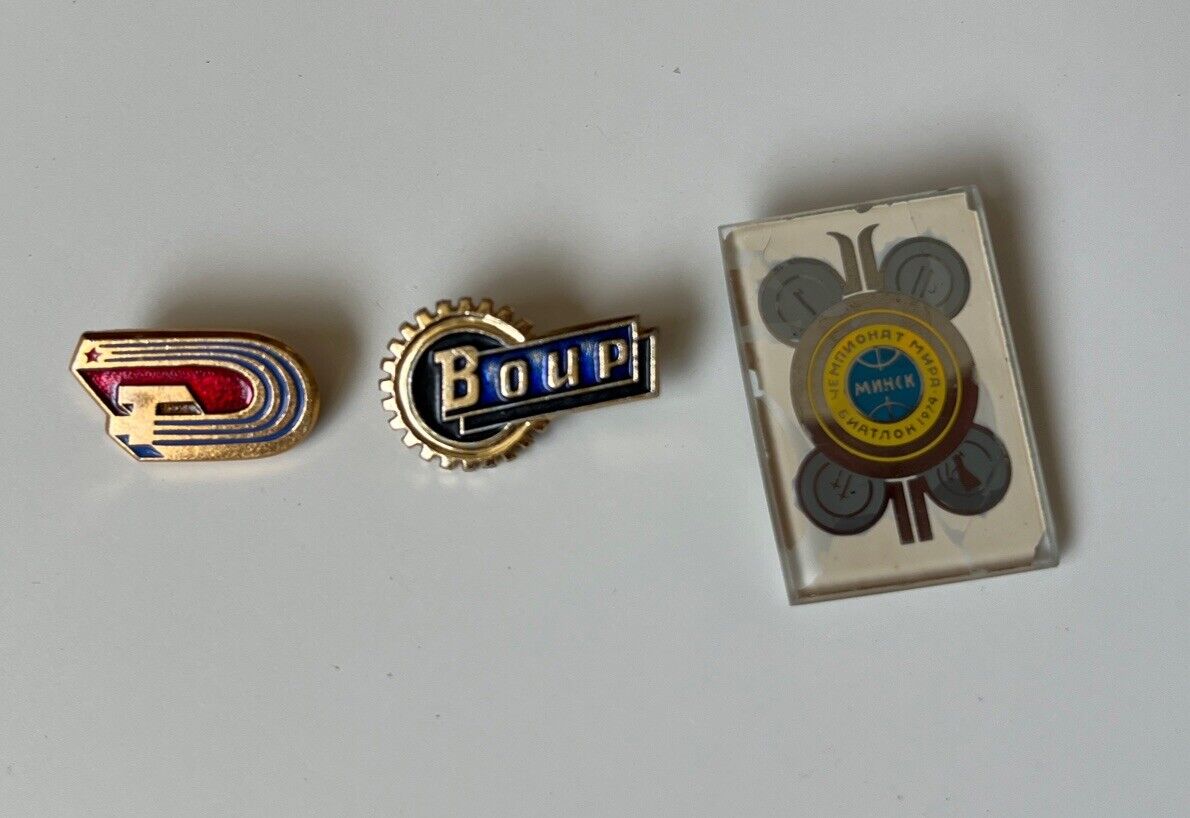 USSR Soviet Vintage Pins. Lot Of 3. Including Skiing/nordic Pin.