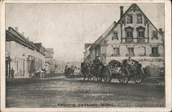 Russia Courland A Row of Jewish Furniture Movers in Mitau Postcard Vintage