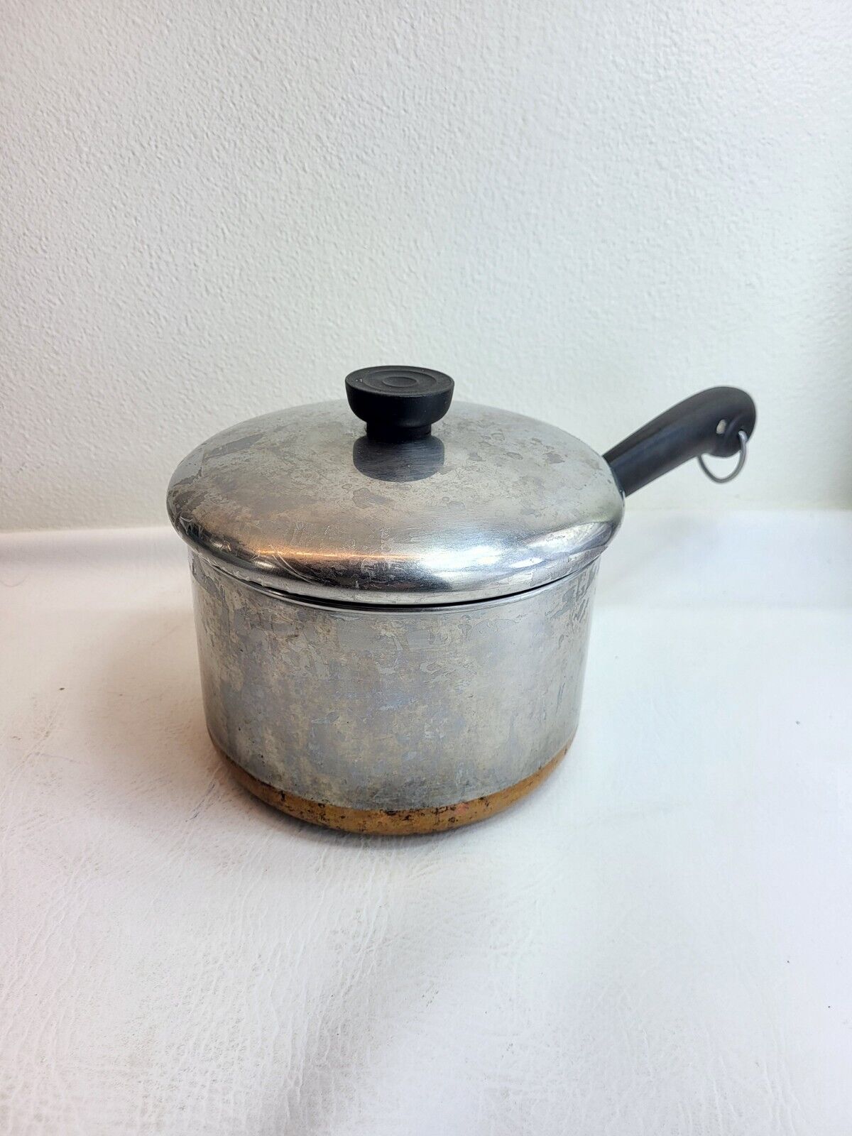 Vintage REVERE WARE 3 Qt. Copper Clad  Bottom Sauce Pan Pot With Lid