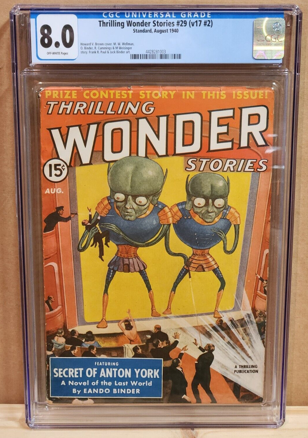 Aug 1940 Thrilling Wonder Stories #29 Pulp Vol. 17 #2 CGC 8.0
