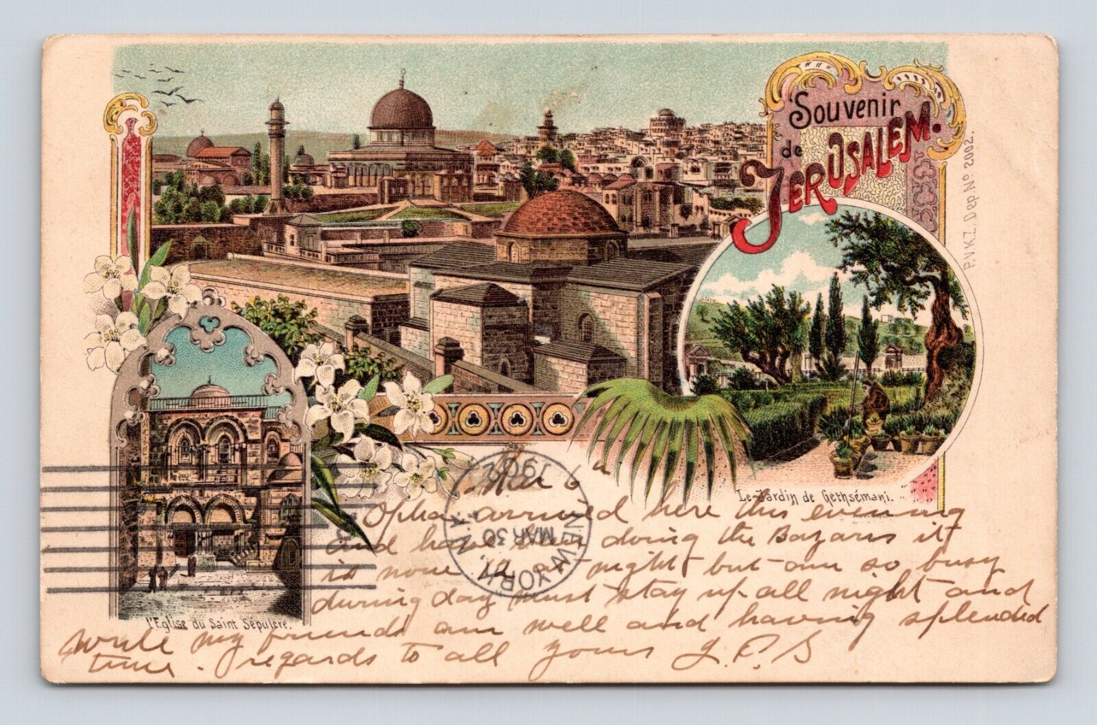 Souvenir Da Jerusalem Multiview Vignette 1902 UDB Postcard P6