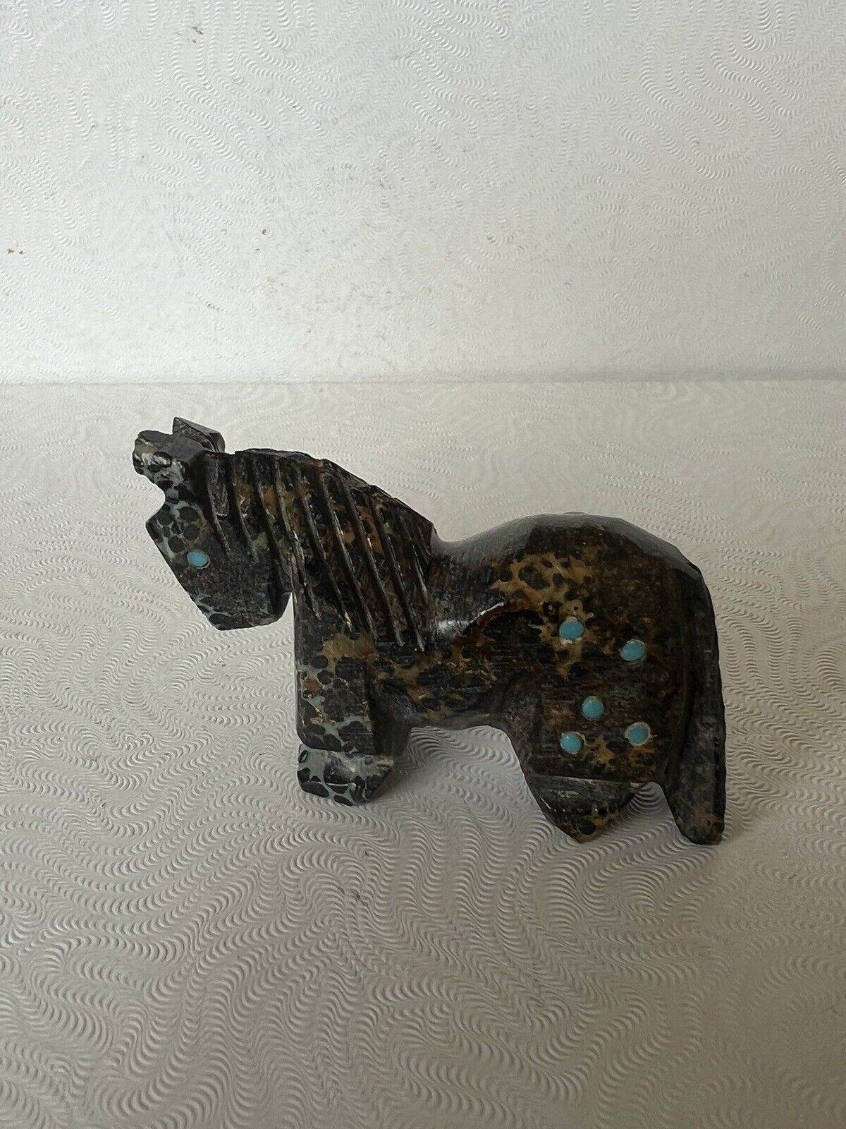 Zuni Pony Ponies Fetish by Davey Cooyeyate*NEW* Black Gold Turquoise Gifts 6014