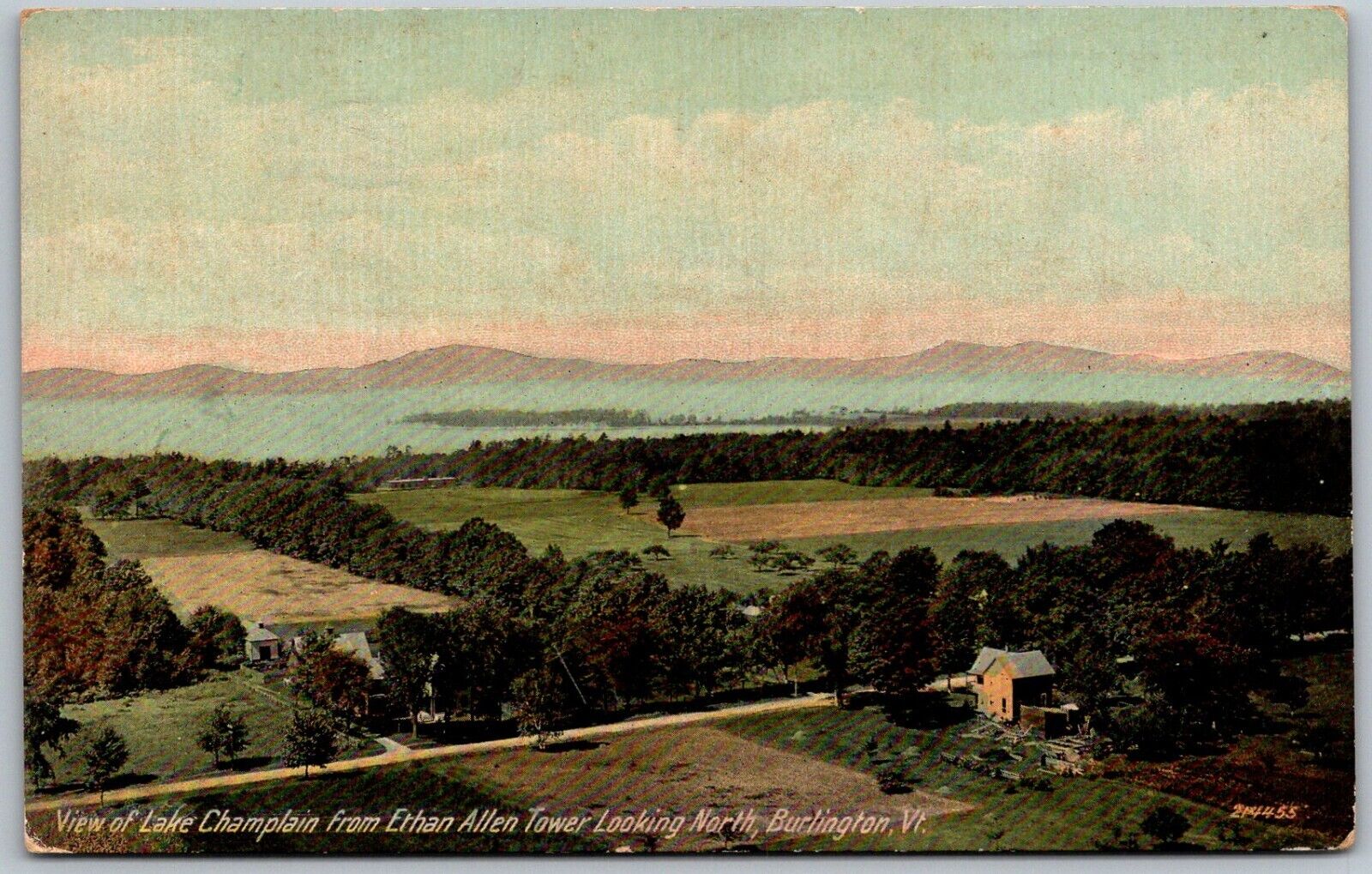 Burlington Vermont 1913 Postcard View Of Lake Champlain from Ethan Allen Tower