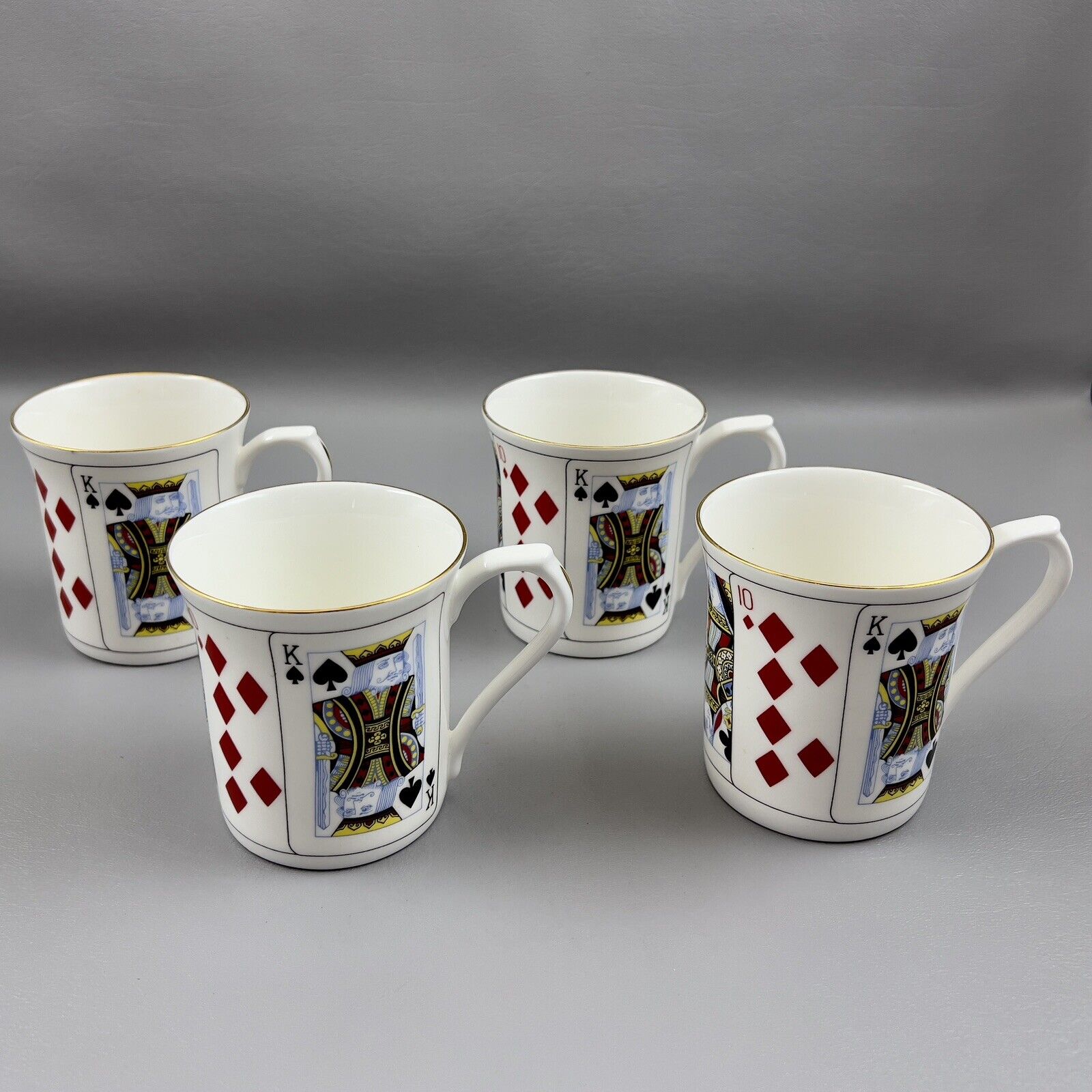 Set Of 4 Queen’s Fine Bone China Playing Cards Gambling Cups Churchill Brand