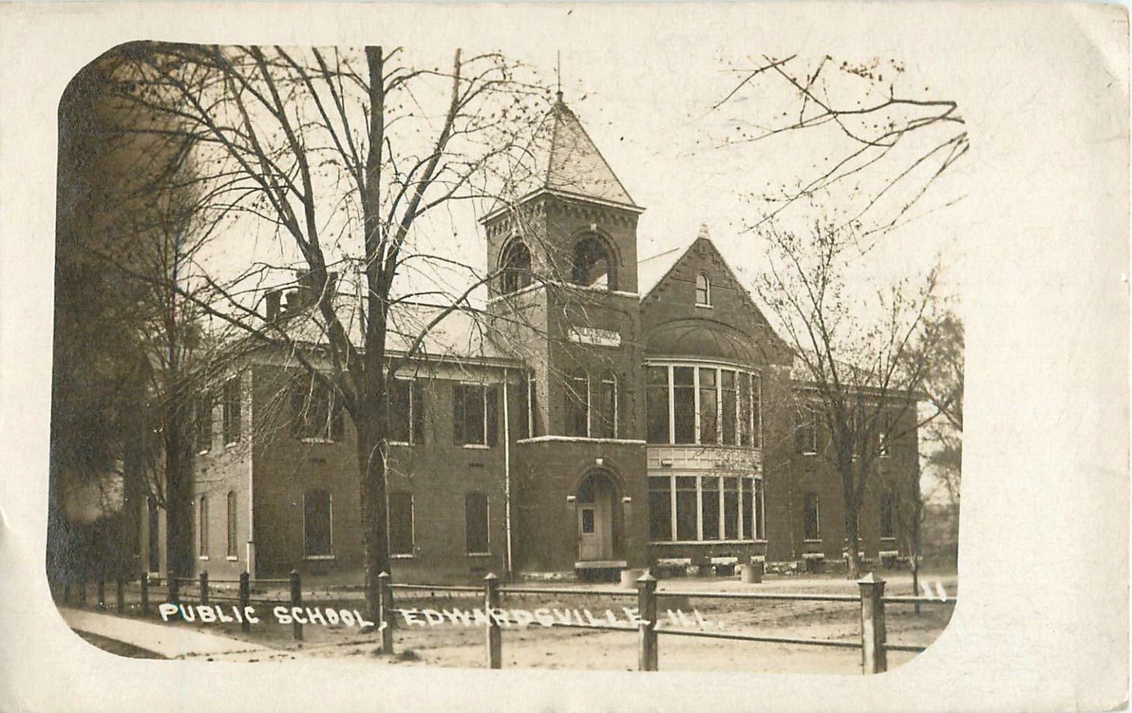 1910 Public School, Edwardsville, Illinois Real Photo Postcard/RPPC
