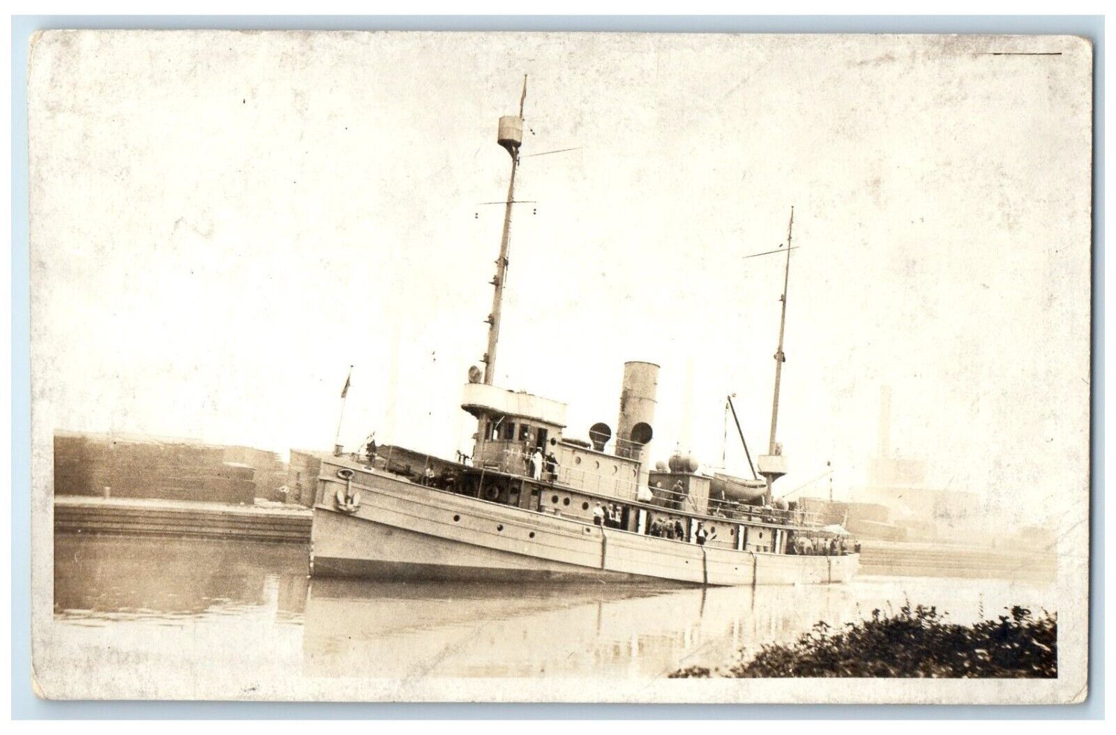 c1910\'s US Navy Ship Tug Boat Steamer Ship Scene RPPC Photo Antique Postcard