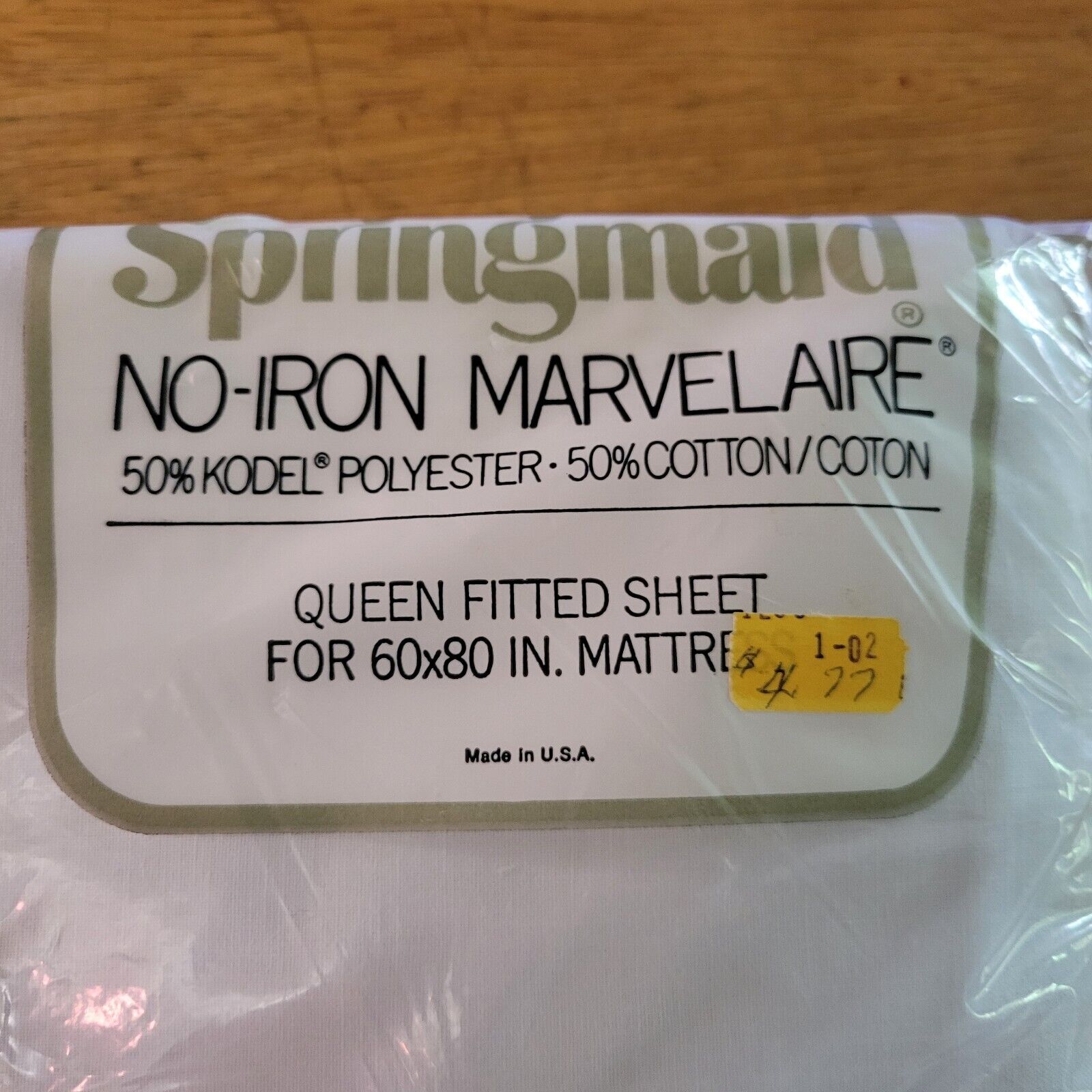 Vintage Springmaid Queen Fitted Sheet No Iron Marvelaire NEW NOS