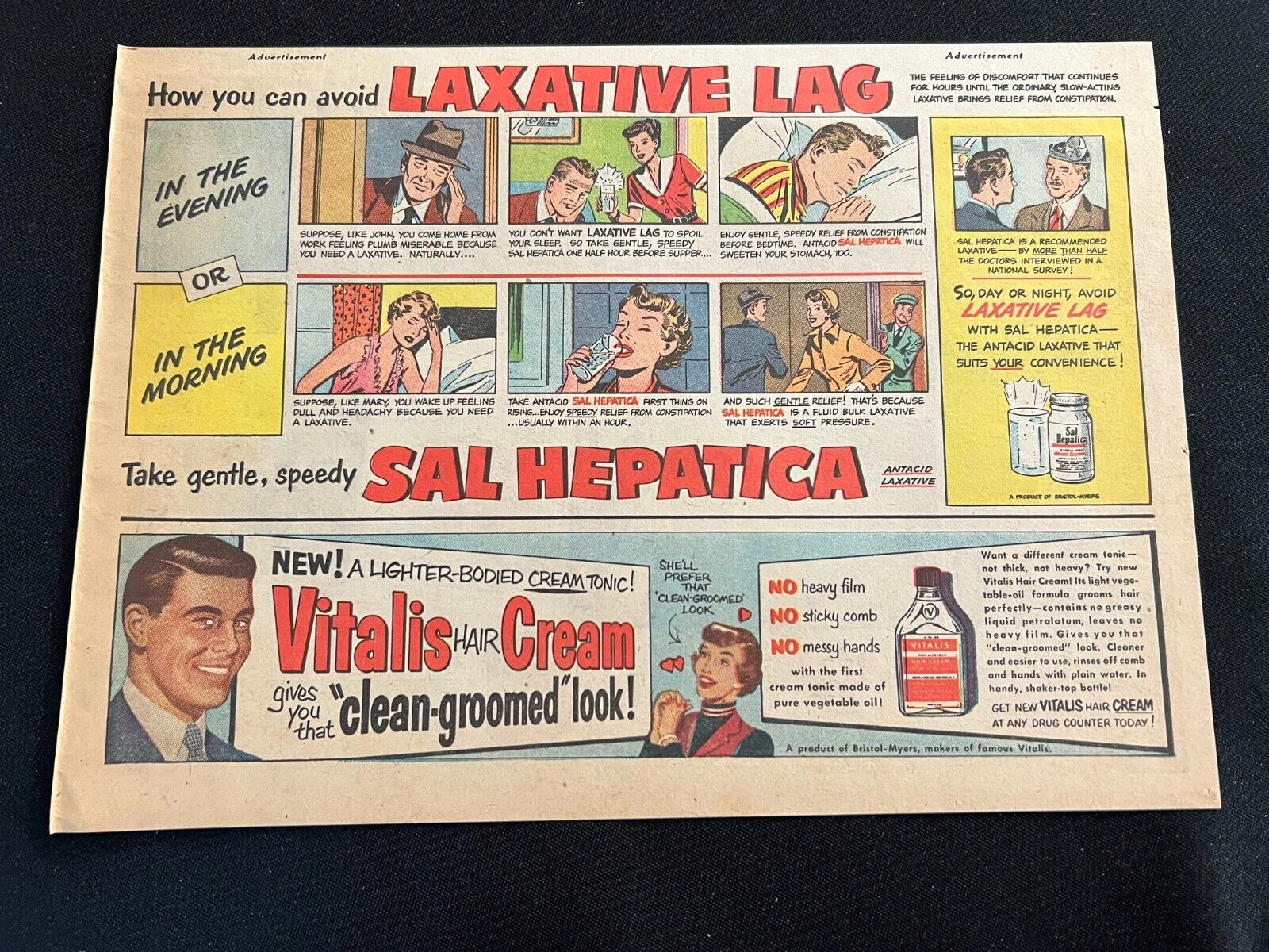 #03 SAL HEPATICA LAXATIVE Sunday Comics Section Advertisement 1951
