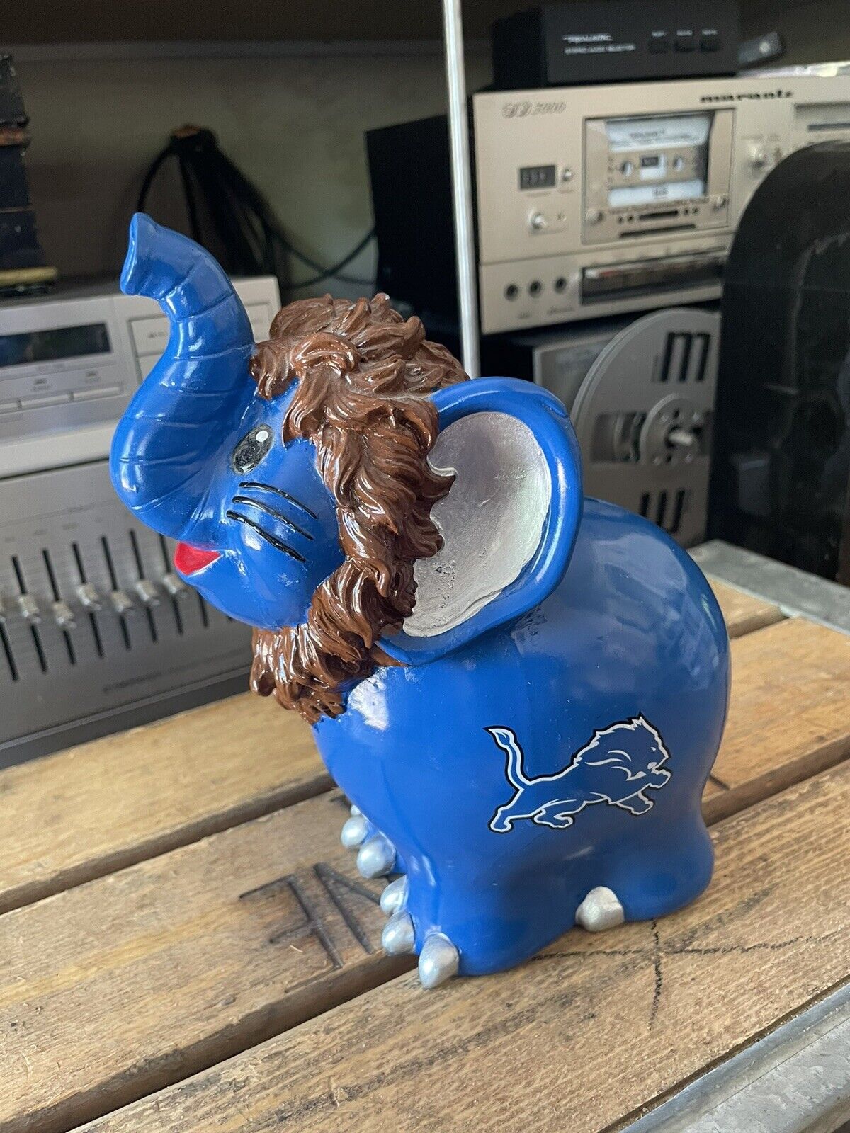 Super Rare Detroit Lions NFL Elephant Coin Bank Forever Collectibles Licensed