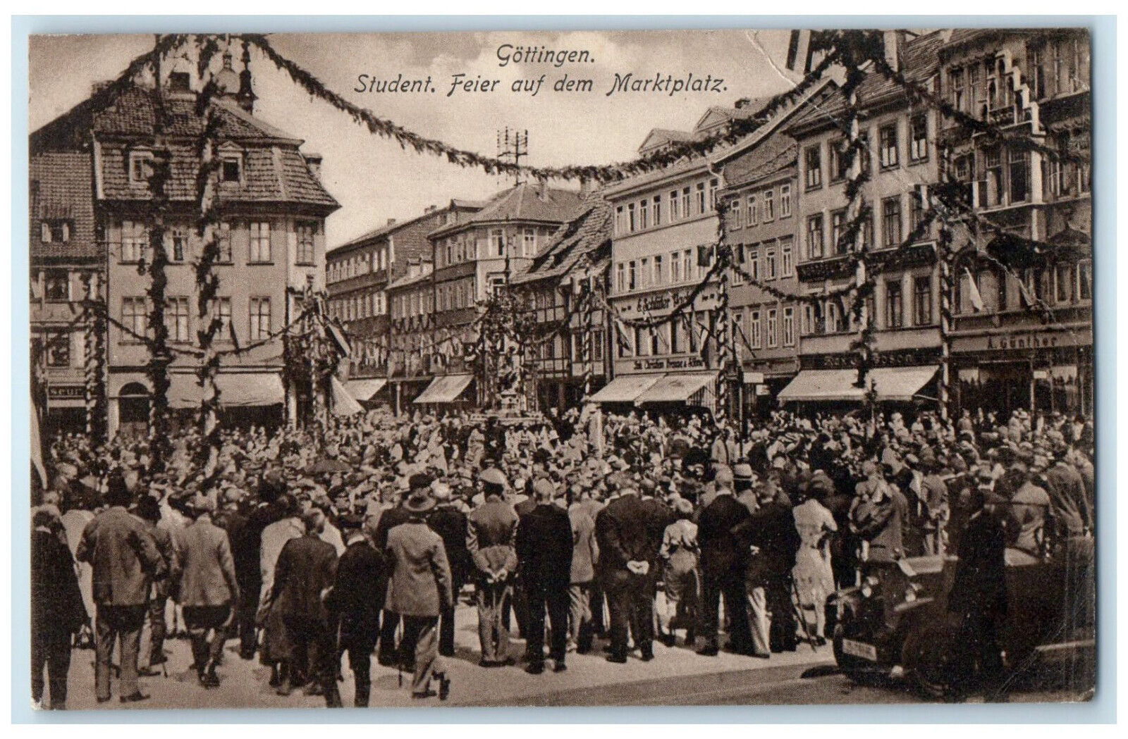 1932 Gottingen Student Celebration in the Marketplace Germany Posted Postcard