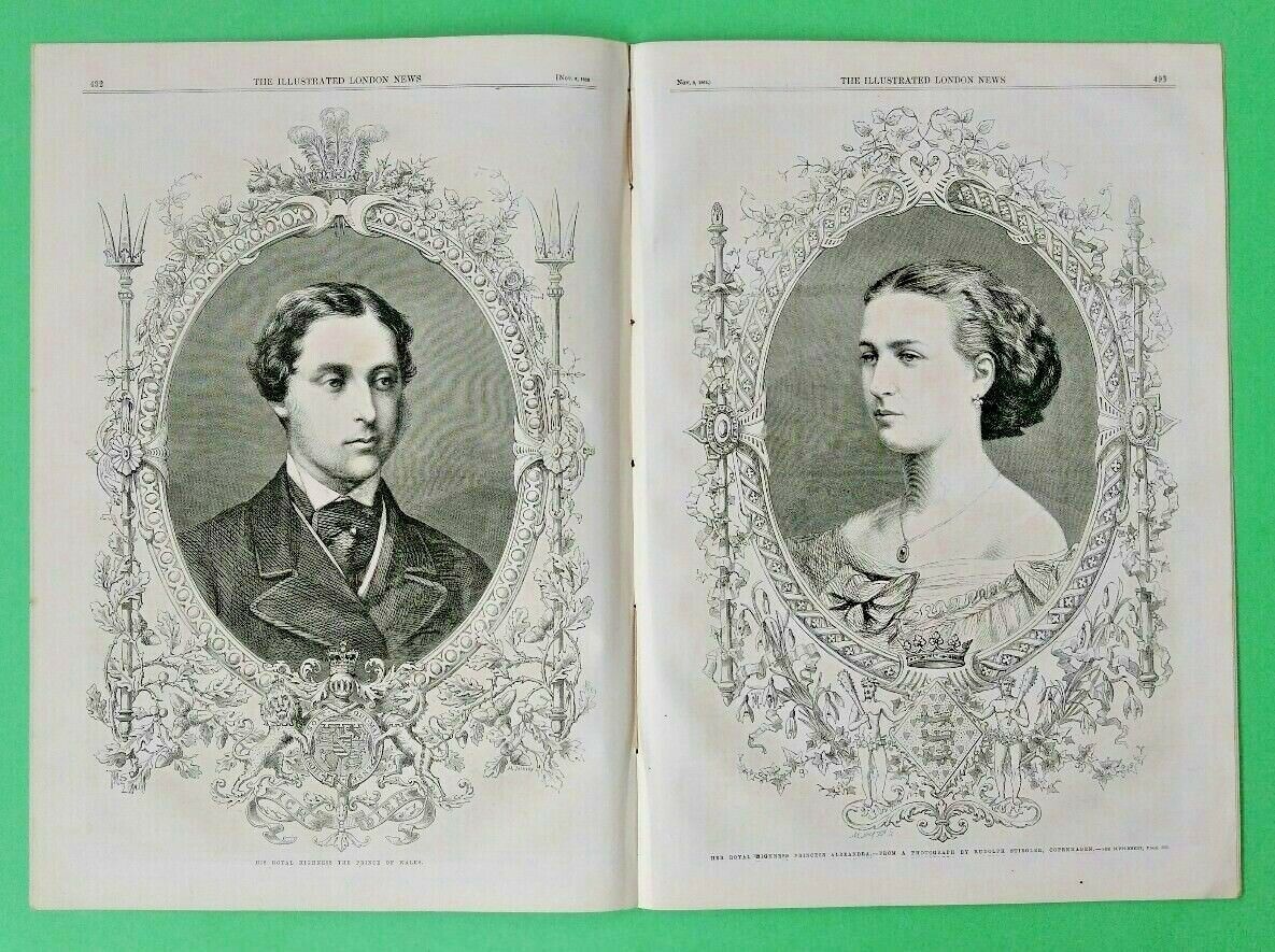 The Illustrated London News  11/8/1862 The Prince of Wales-Edward VII+Alexandra