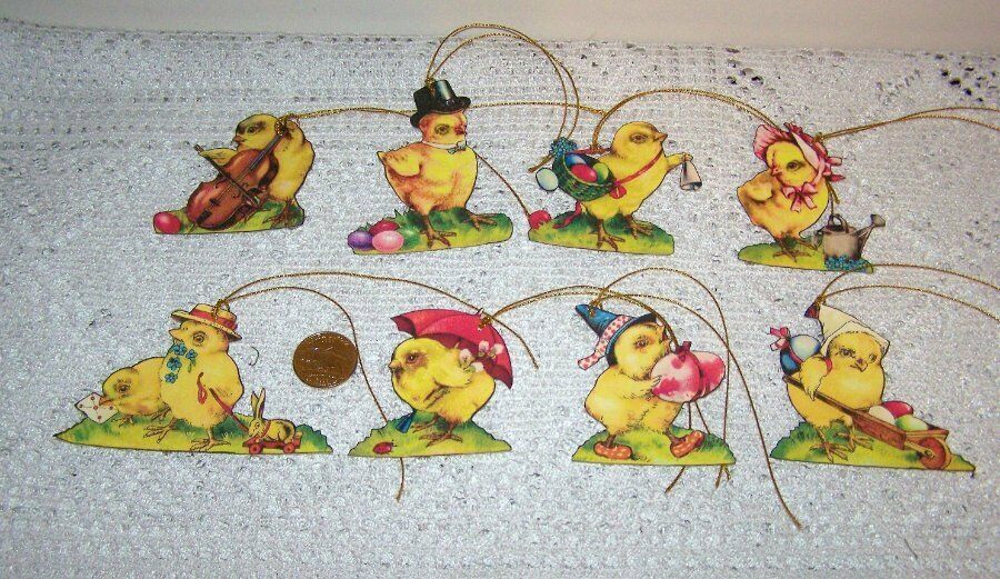 8~Easter~Vintage~Victorian~Chicks~Fussy Cut~Linen Cardstock~Gift~Hang~Tags