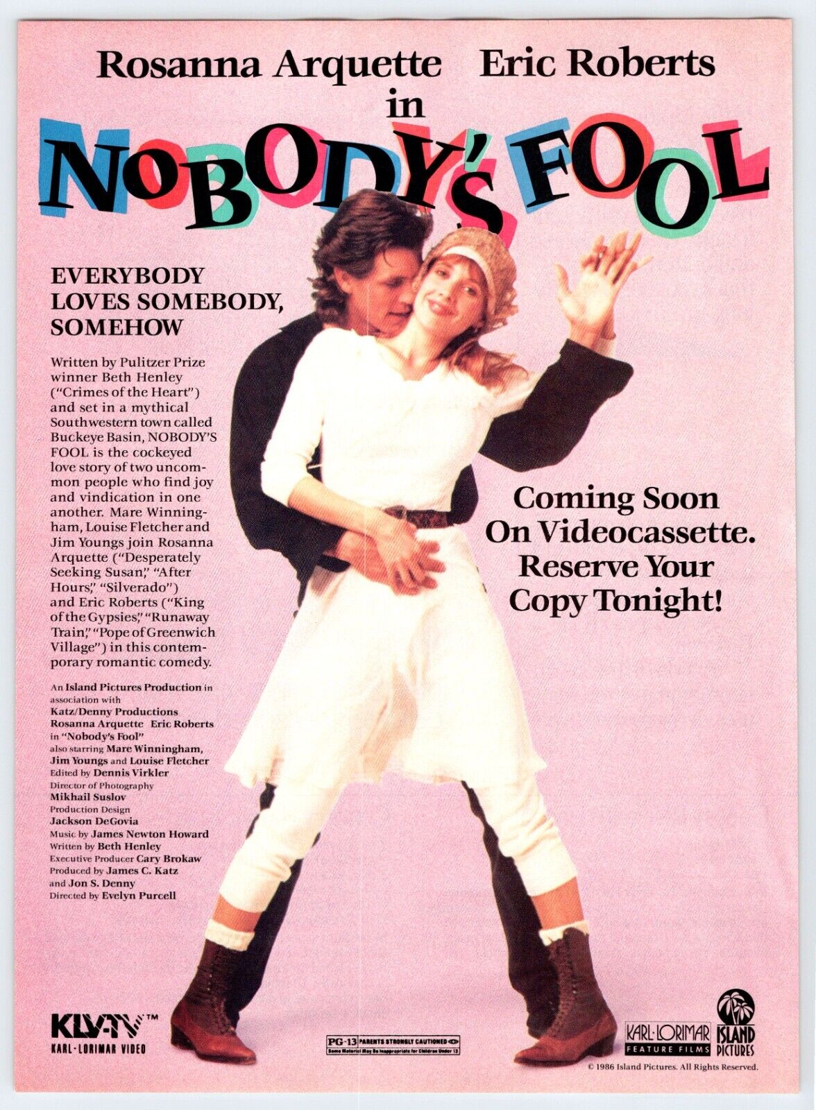 1987 ROSANNA arquette nobody\'s fool movie Vintage 8\