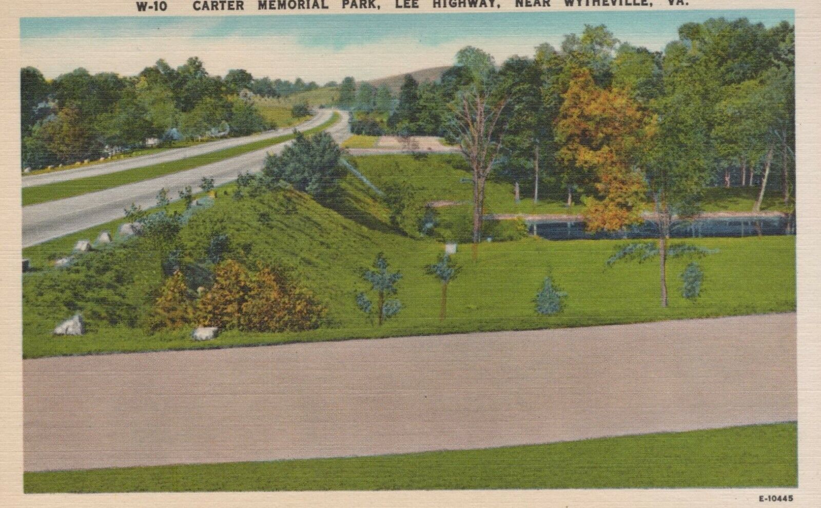 Carter Memorial Park Lee HWY Near Wytheville VA Linen Vintage Postcard