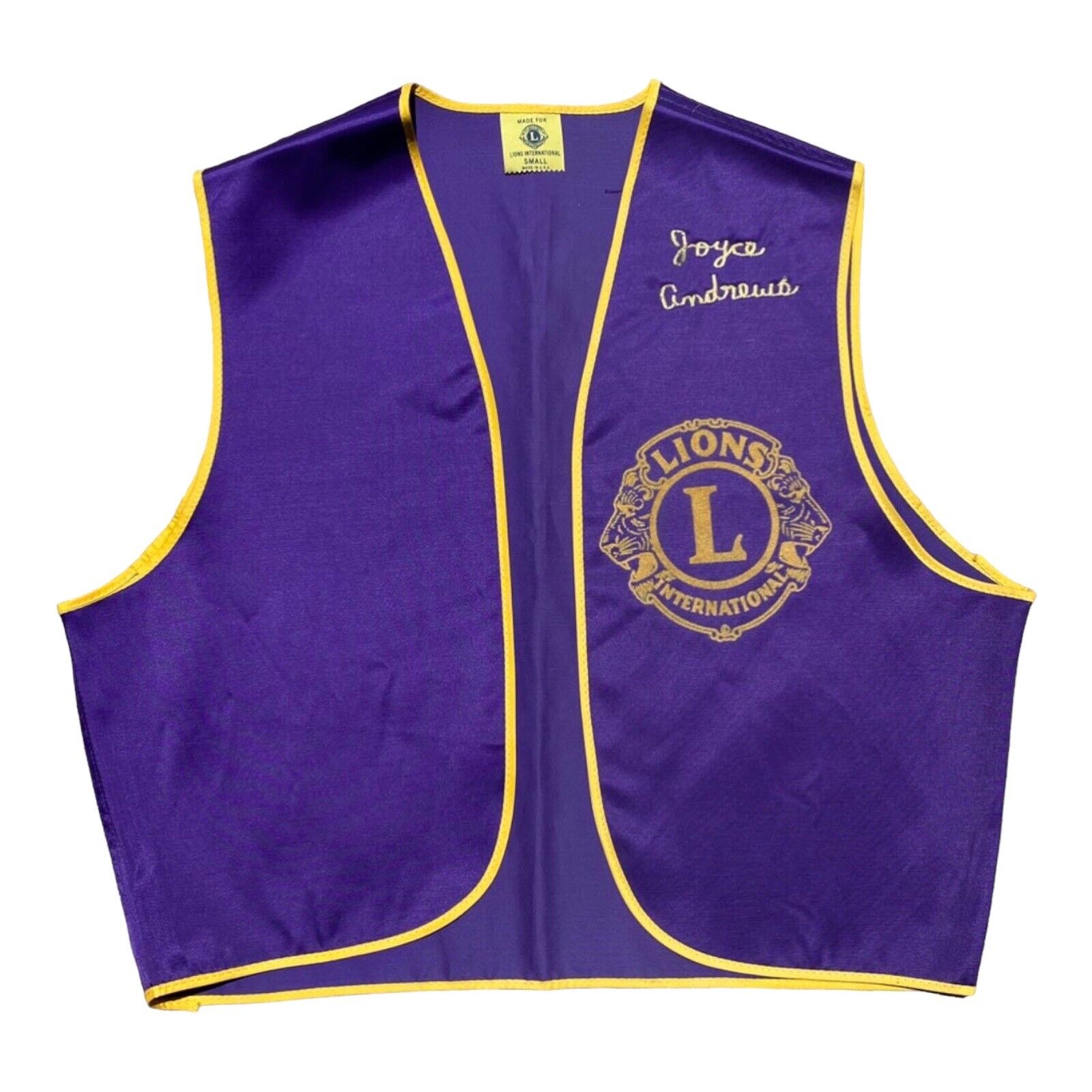 1970s Lions Club International True Vintage Purple / Gold Members Vest Small