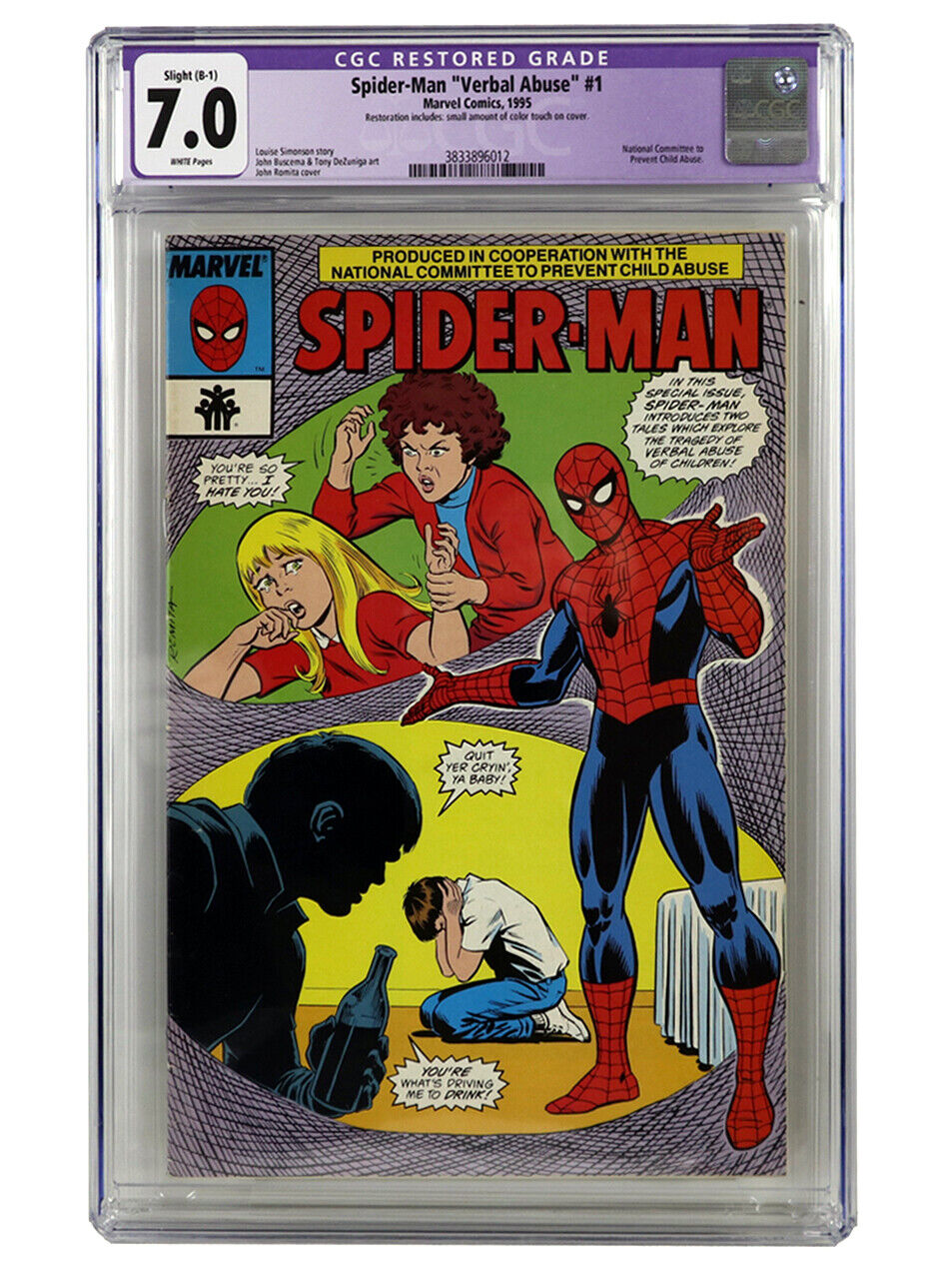 Spider-Man Verbal Abuse #1 Variant CGC Restored Graded 7.0 Romita Marvel 1995