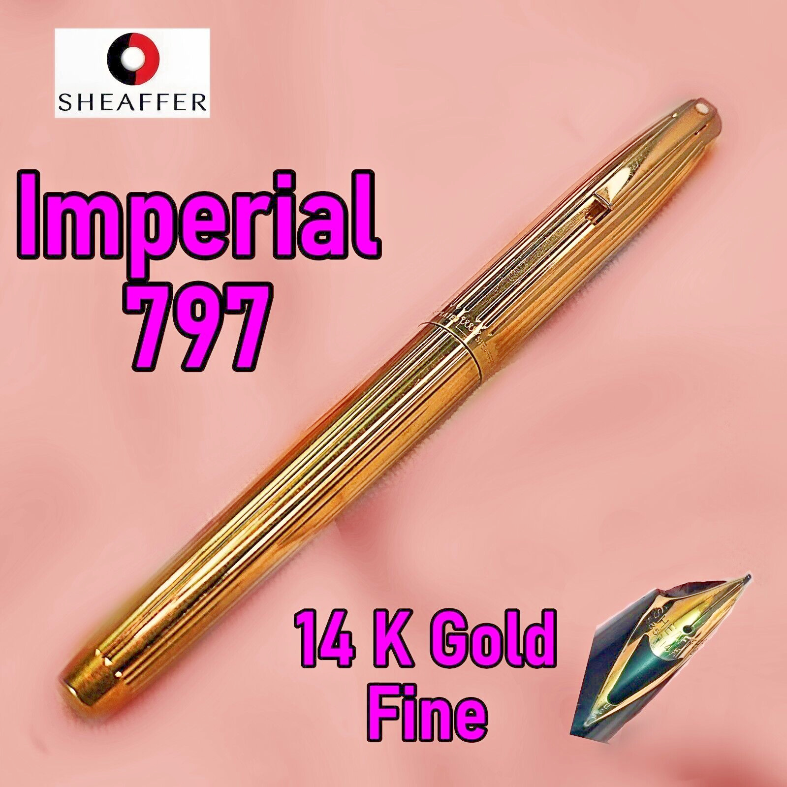 Sheaffer Imperial 797 Fountain Pen 14K F Nib 23K Gold Electroplated