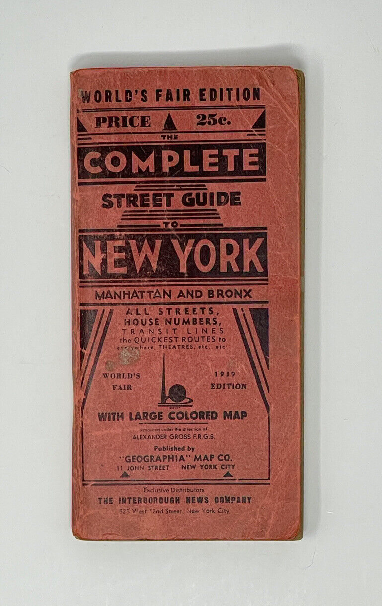 1939 New York World's Fair Street Guide Map Railroad House Numbers 1st Ed - RARE