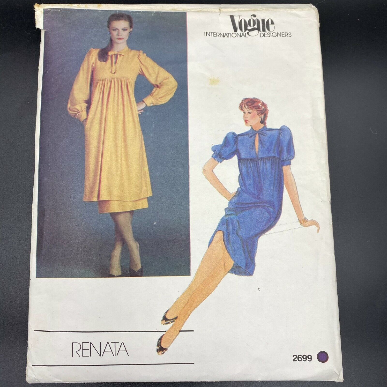 Vtg Vogue International Designers Sewing Pattern 2699 Renata Keyhole Dress PT