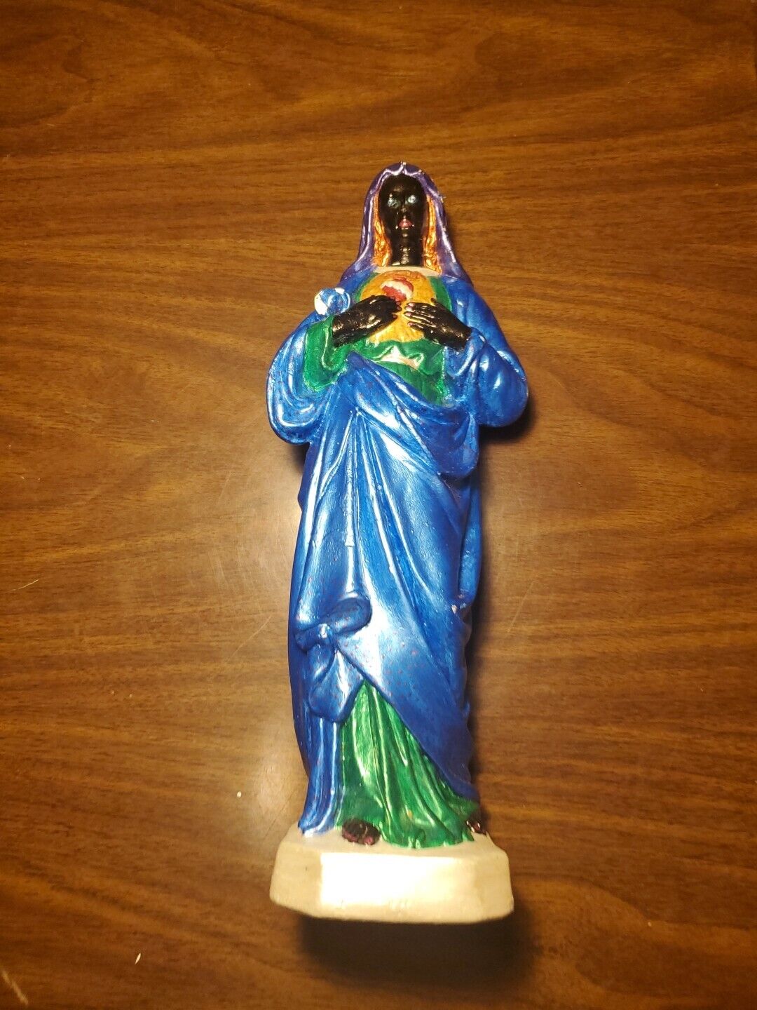 Chalk Ware Plaster IMMACULATE HEART Virgin MARY STATUE 12\