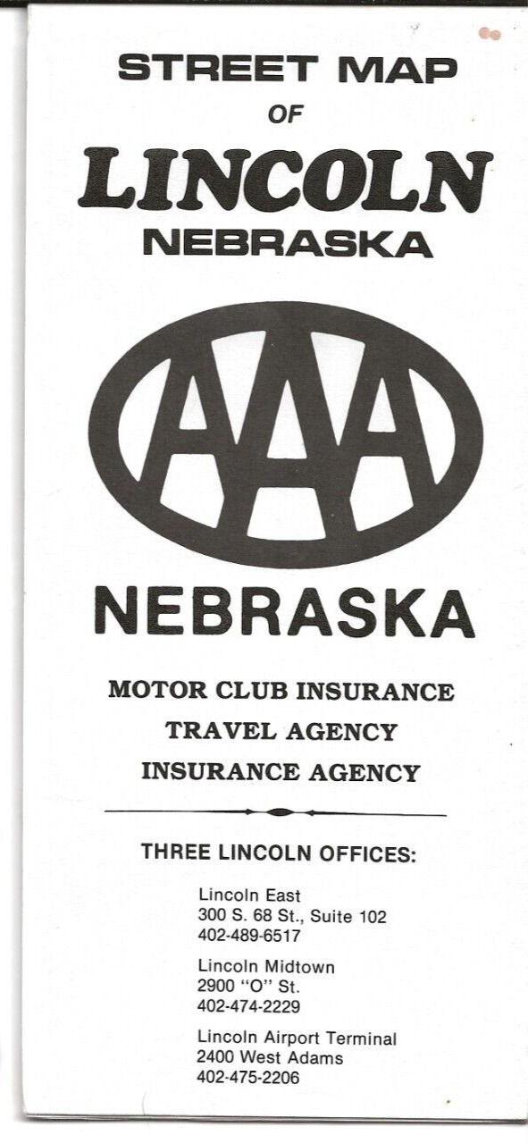 1981 AAA Lincoln NE STREET MAP Motor Club Insurance