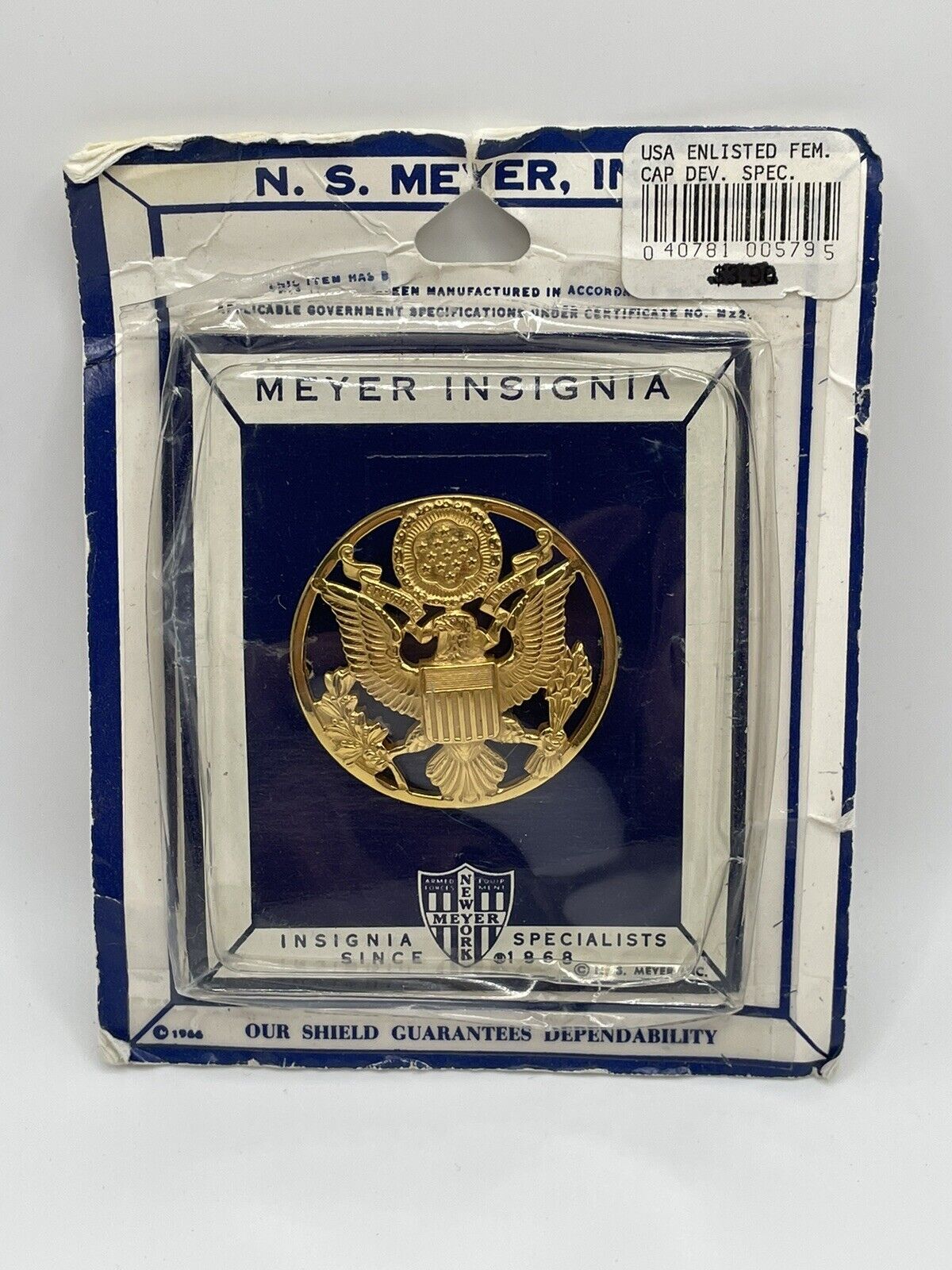 Vintage US ARMY Enlisted Female Cap Eagle Insigna Badge