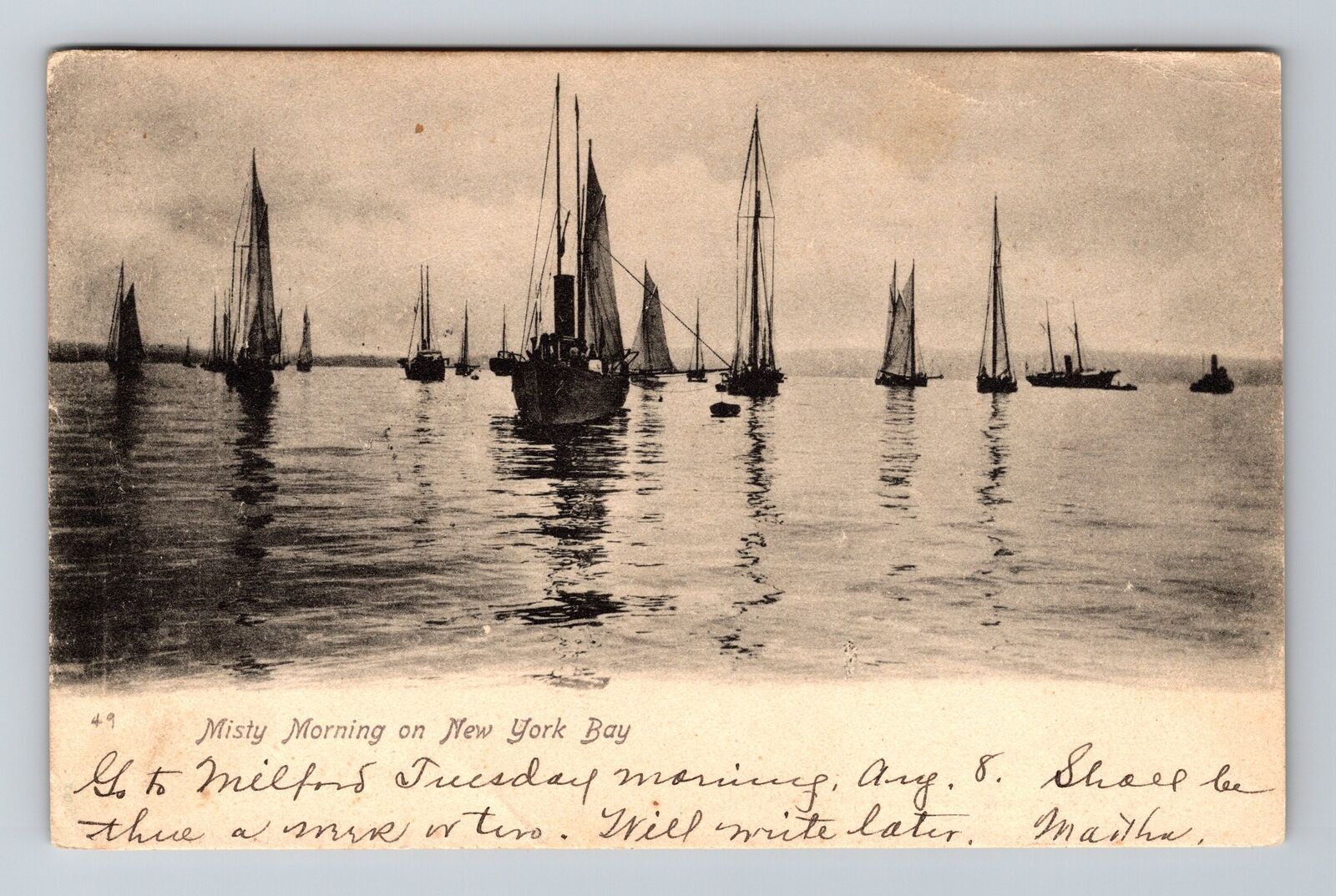 NY-New York, Misty Morning on New York Bay, c1905, Vintage Postcard