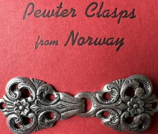 Intricate Norwegian Pewter**Clasp For  Sweaters, Jewelry. Vintage
