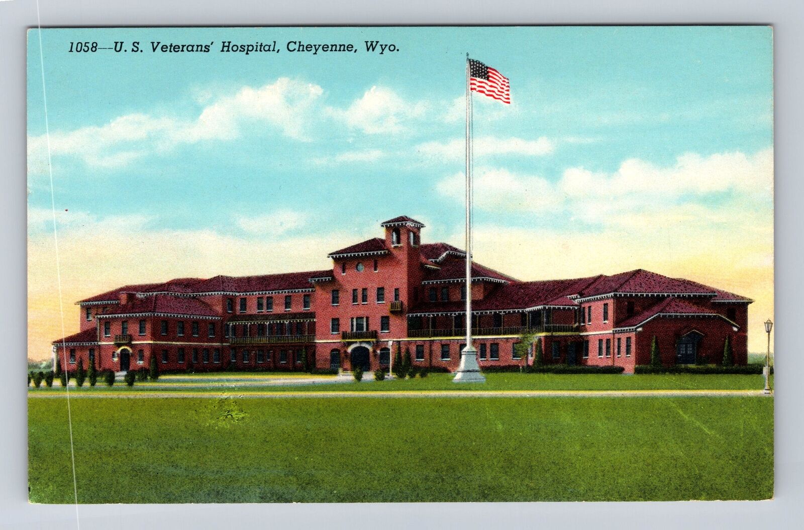 Cheyenne WY-Wyoming, US Veteran\'s Hospital, Antique, Vintage Souvenir Postcard