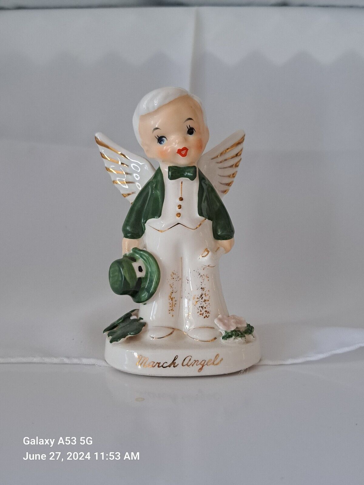 Vintage Napco March Boy Angel of the Month Figurine A1919 Year 1956 