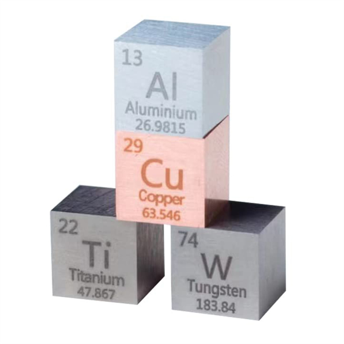 2X(-Cube Set-10mm -Cubes Aluminum Titanium Copper Tungsten Metal Dice for9162