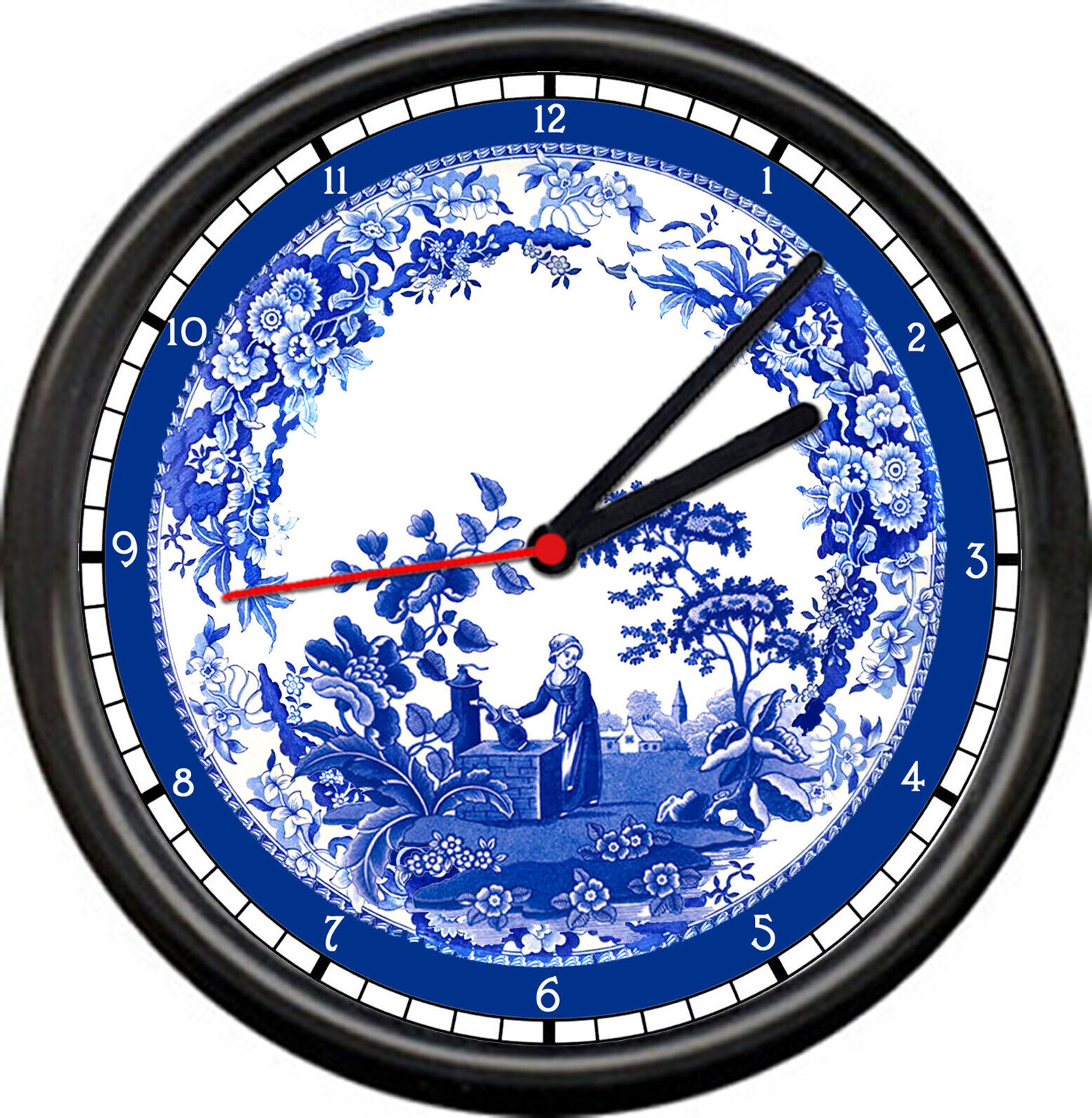 Kitchen The Spode Blue Room Collection Girl At Well Matches Plate Wall Clock