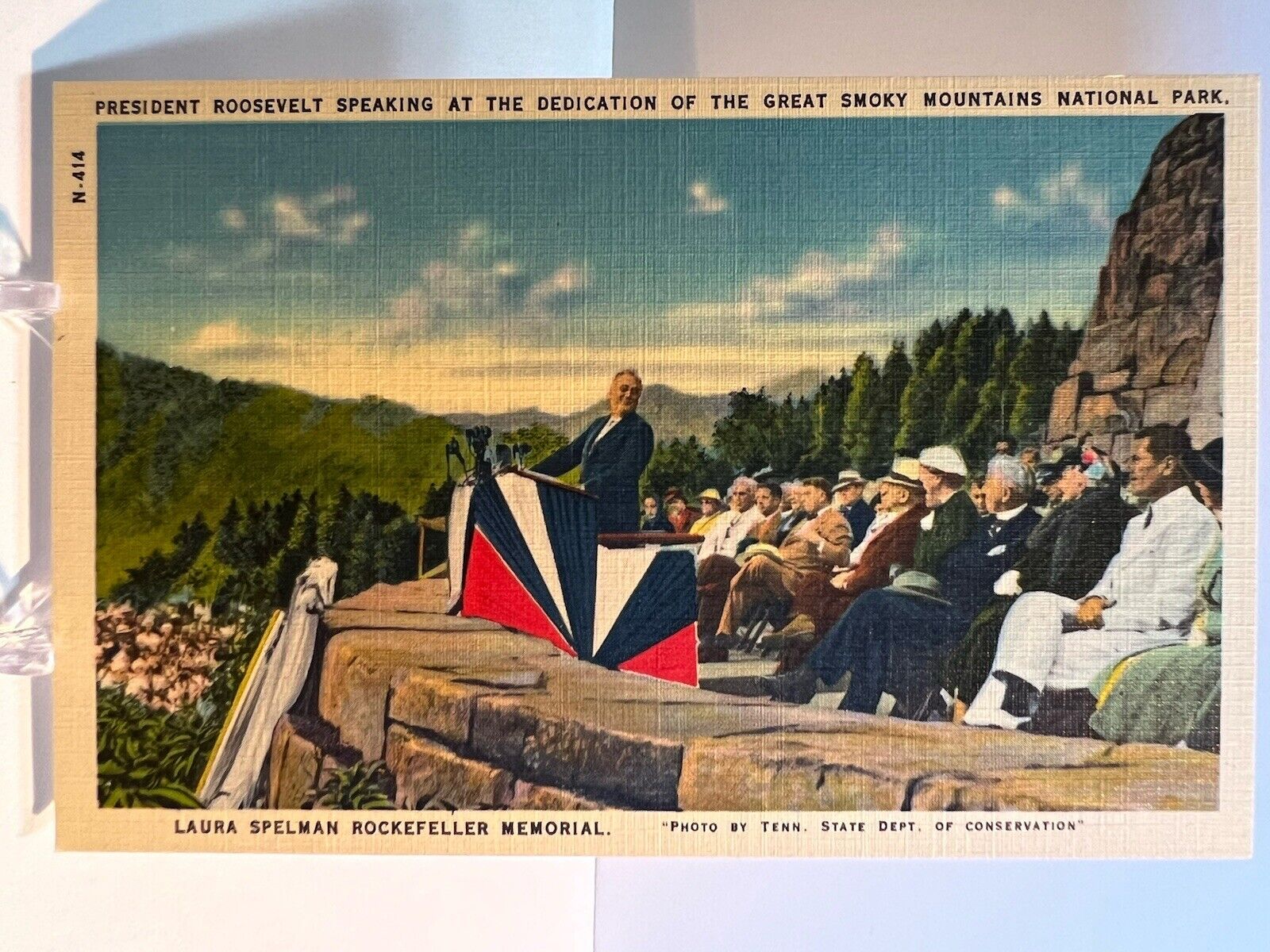 Patriotic Postcard Laura Rockefeller Memorial Dedication President Roosevelt 
