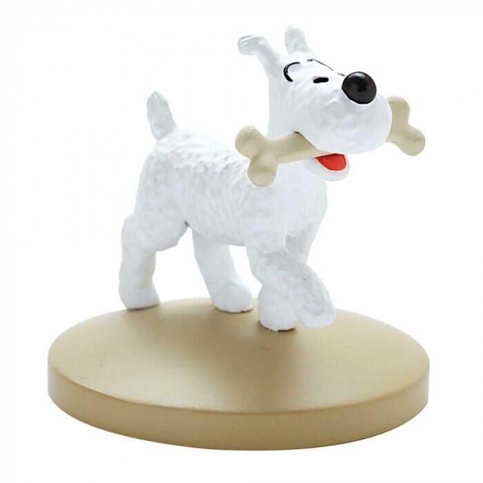 Snowy holding bone resin figurine Official Tintin product Moulinsart New
