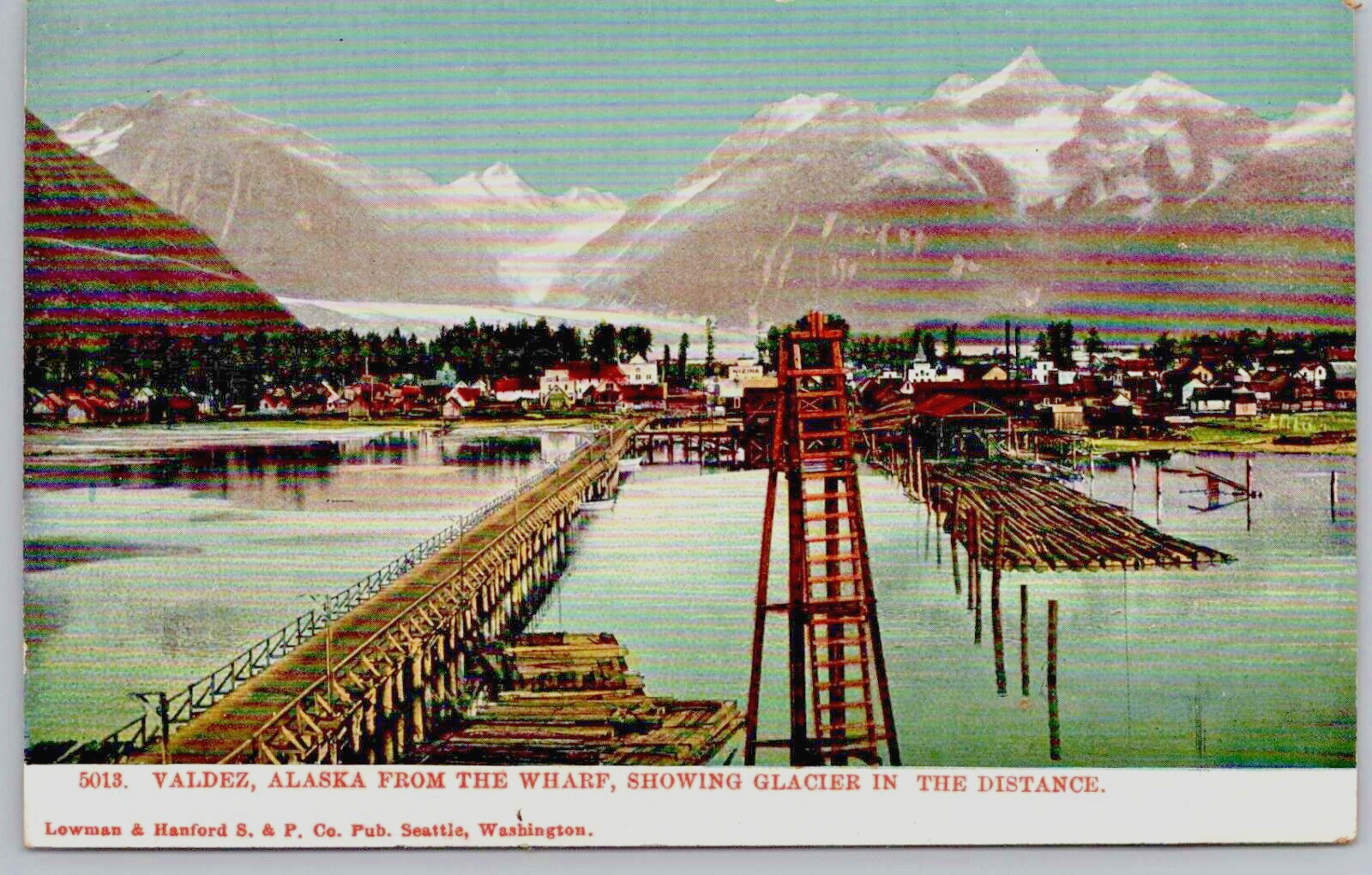 Original ALASKA Postcard VALDEZ From Wharf Pre 1907 UDB Unposted Seliochrom
